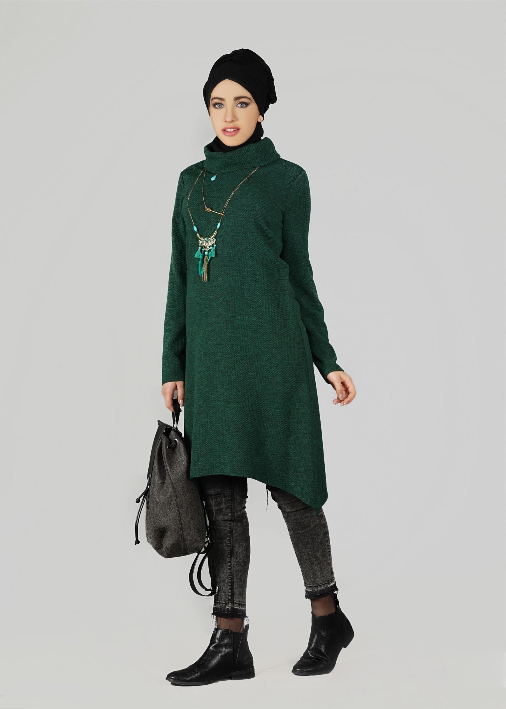 Tesettür giyim YEŞİL 4884 TUNİK