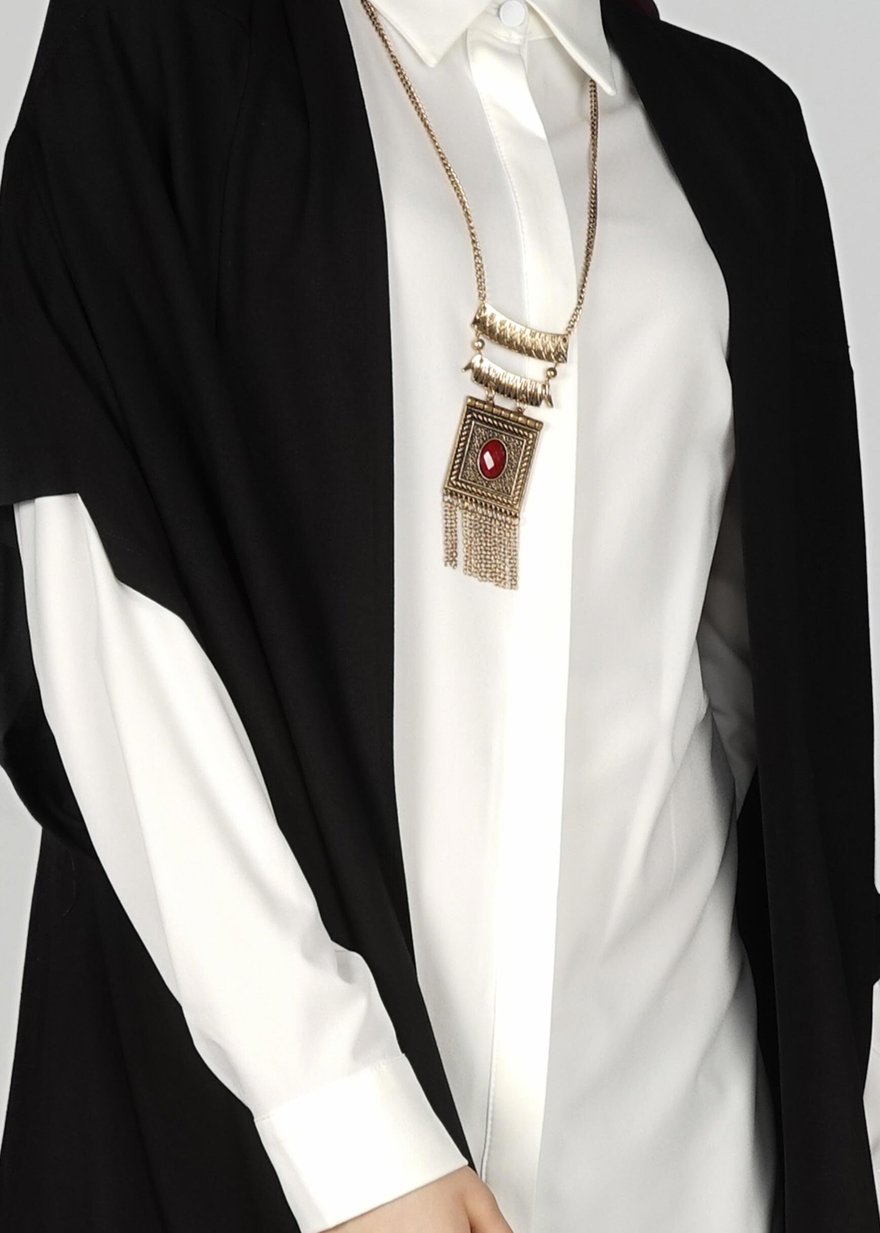 Tesettür giyim SİYAH ASİMETRİK KESİM TUNİK 4886