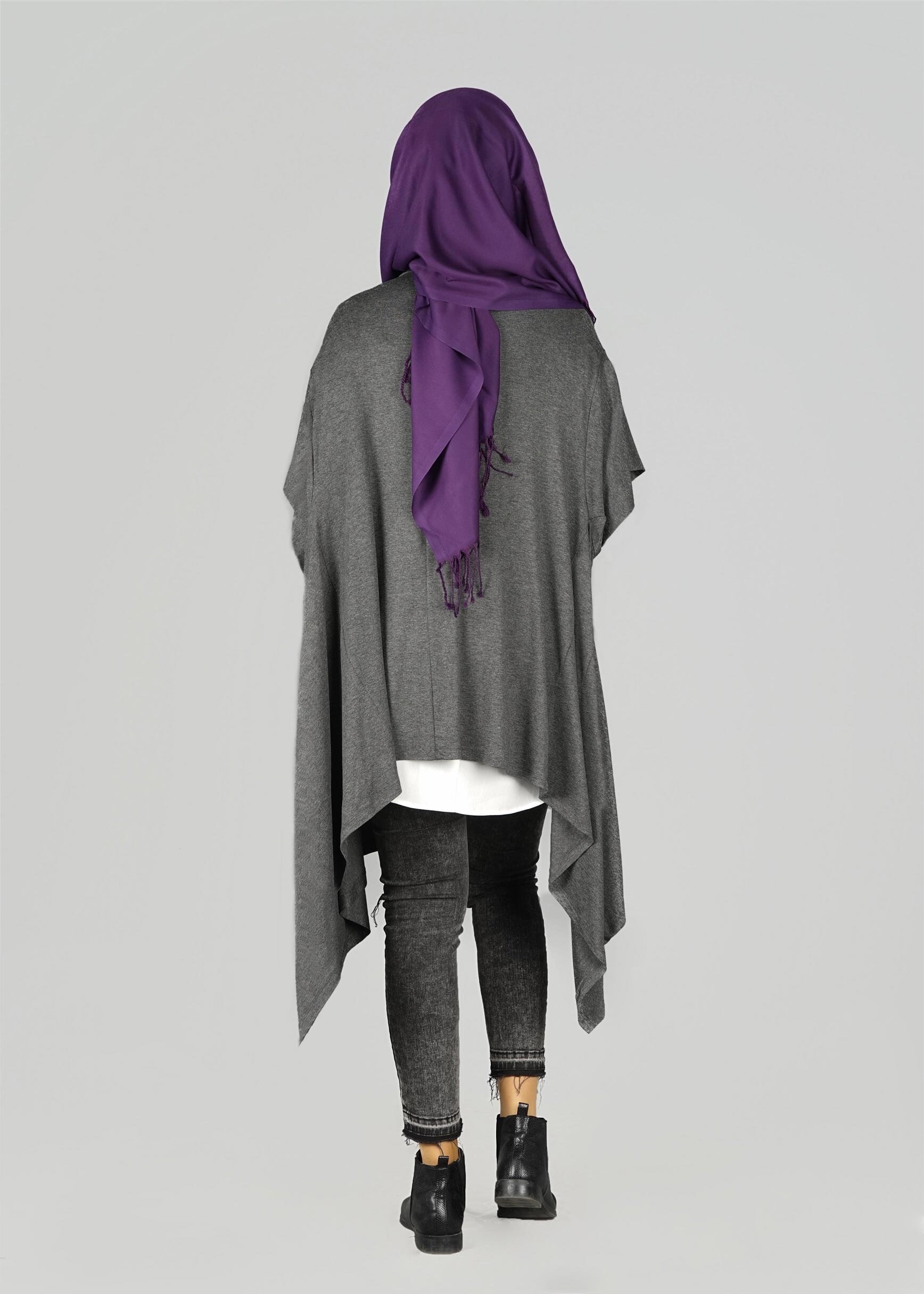 Tesettür giyim GRİ ASİMETRİK KESİM TUNİK 4886