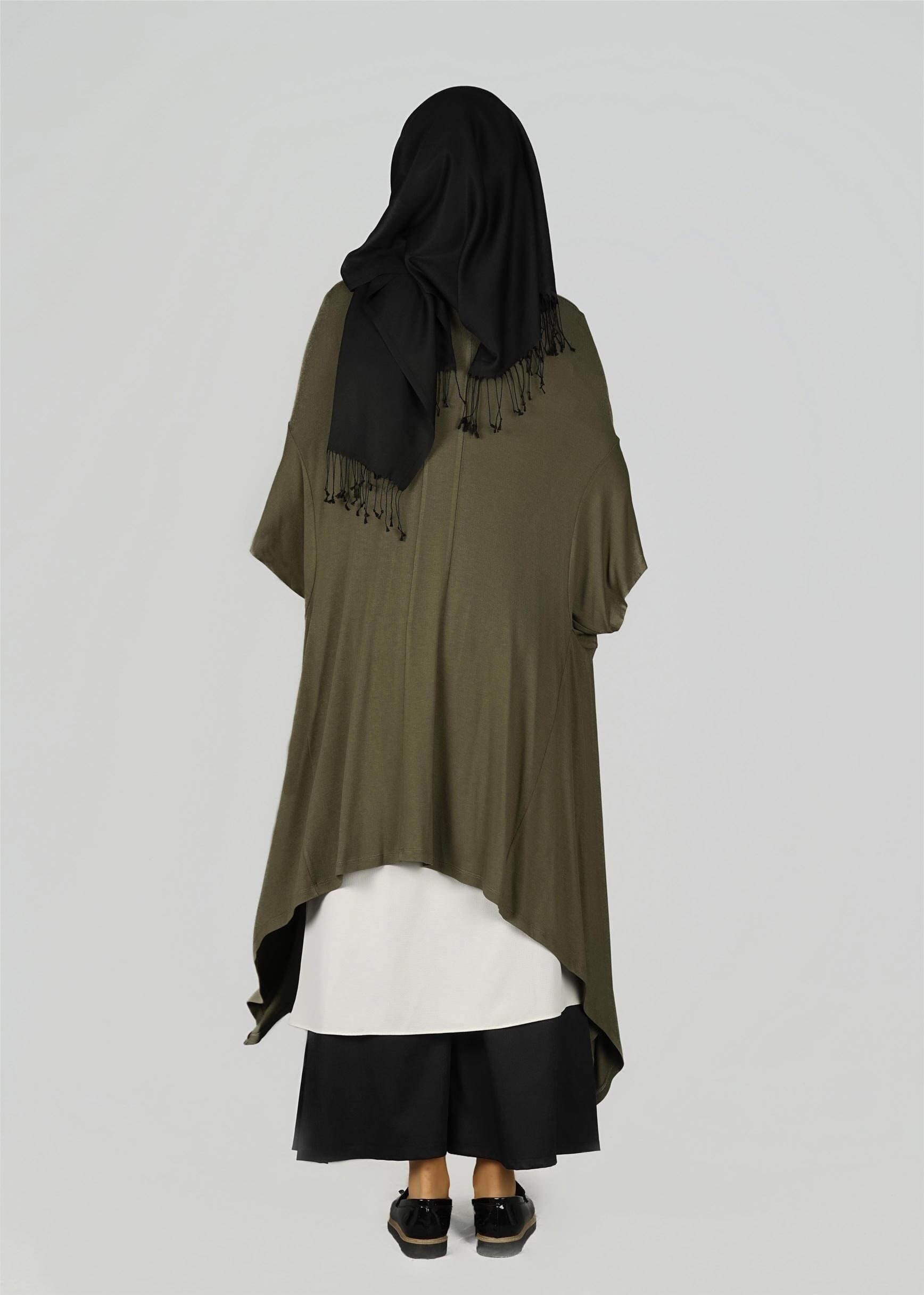 Tesettür giyim HAKİ ASİMETRİK KESİM TUNİK 4886