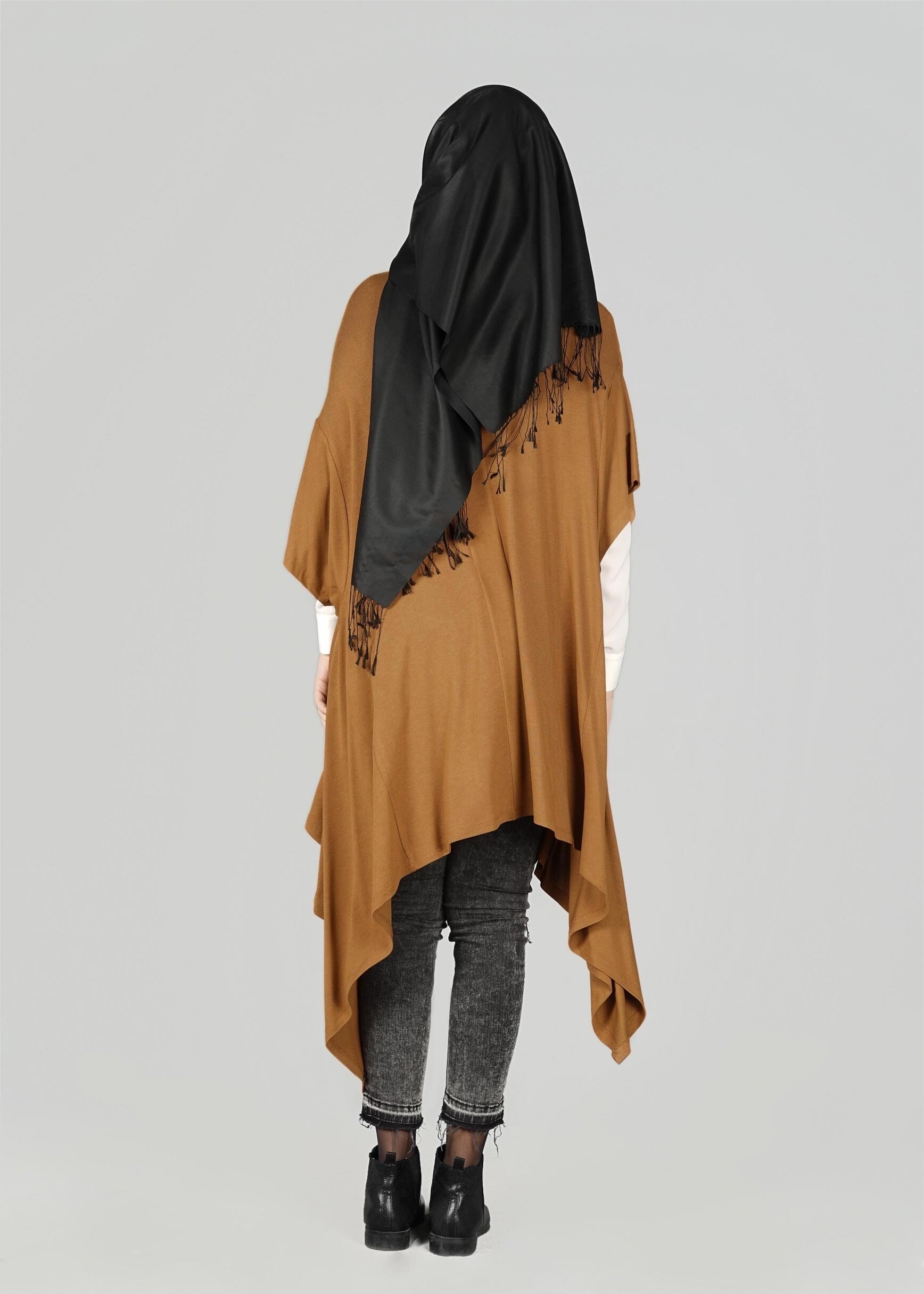 Tesettür giyim TABA ASİMETRİK KESİM TUNİK 4886