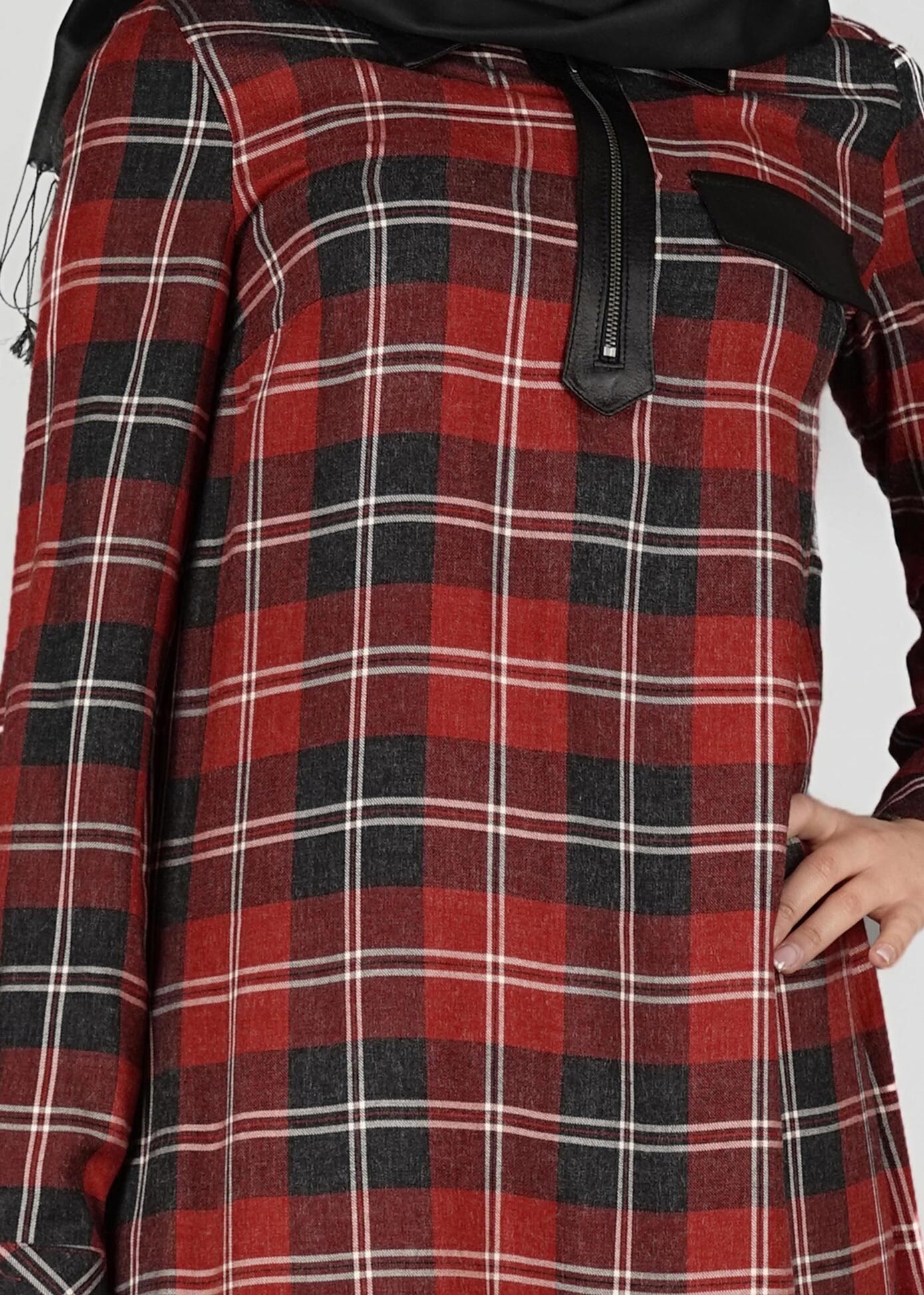 Tesettür giyim KIRMIZI 4887 TUNİK