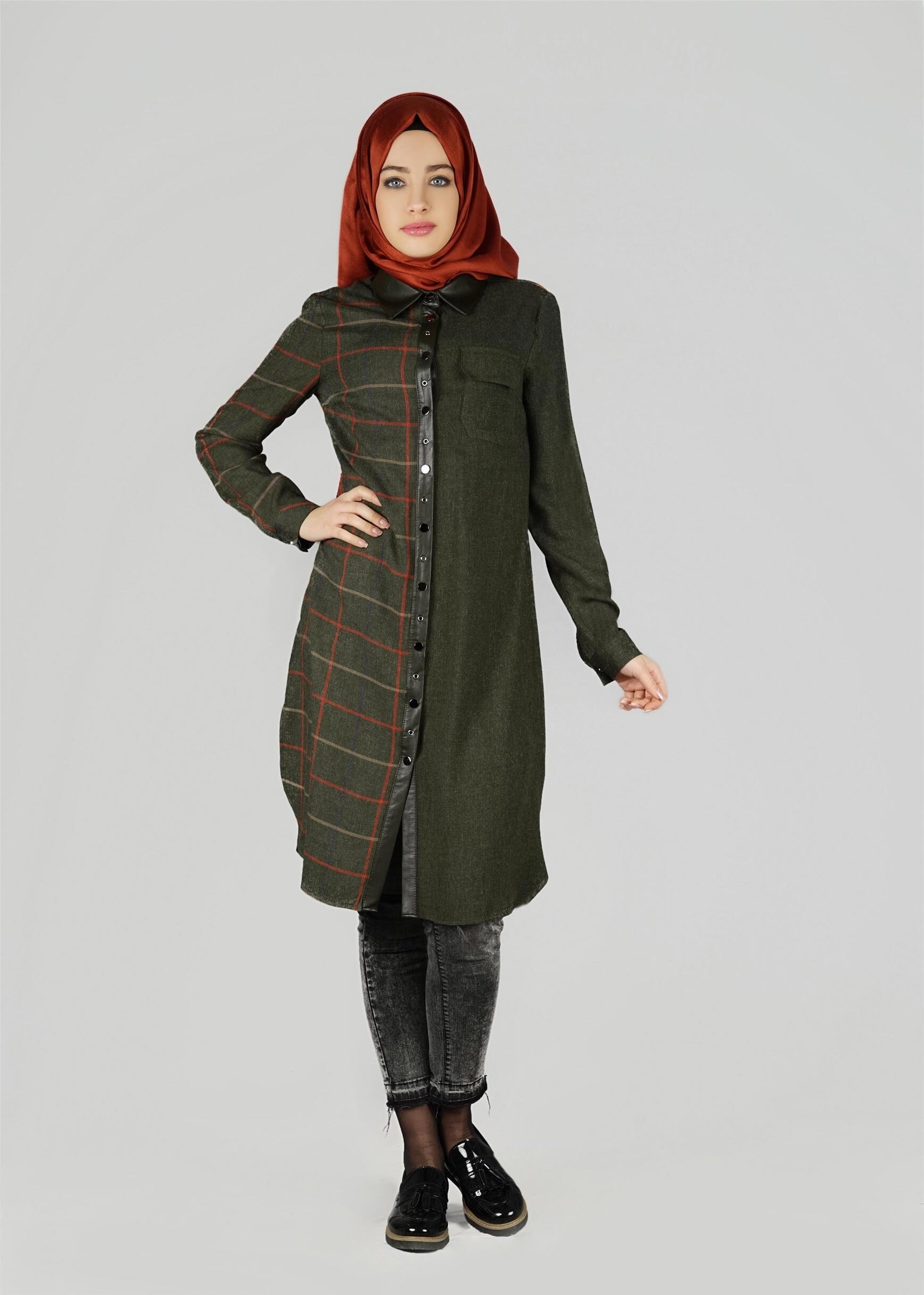 Tesettür giyim HAKİ 4888 TUNİK