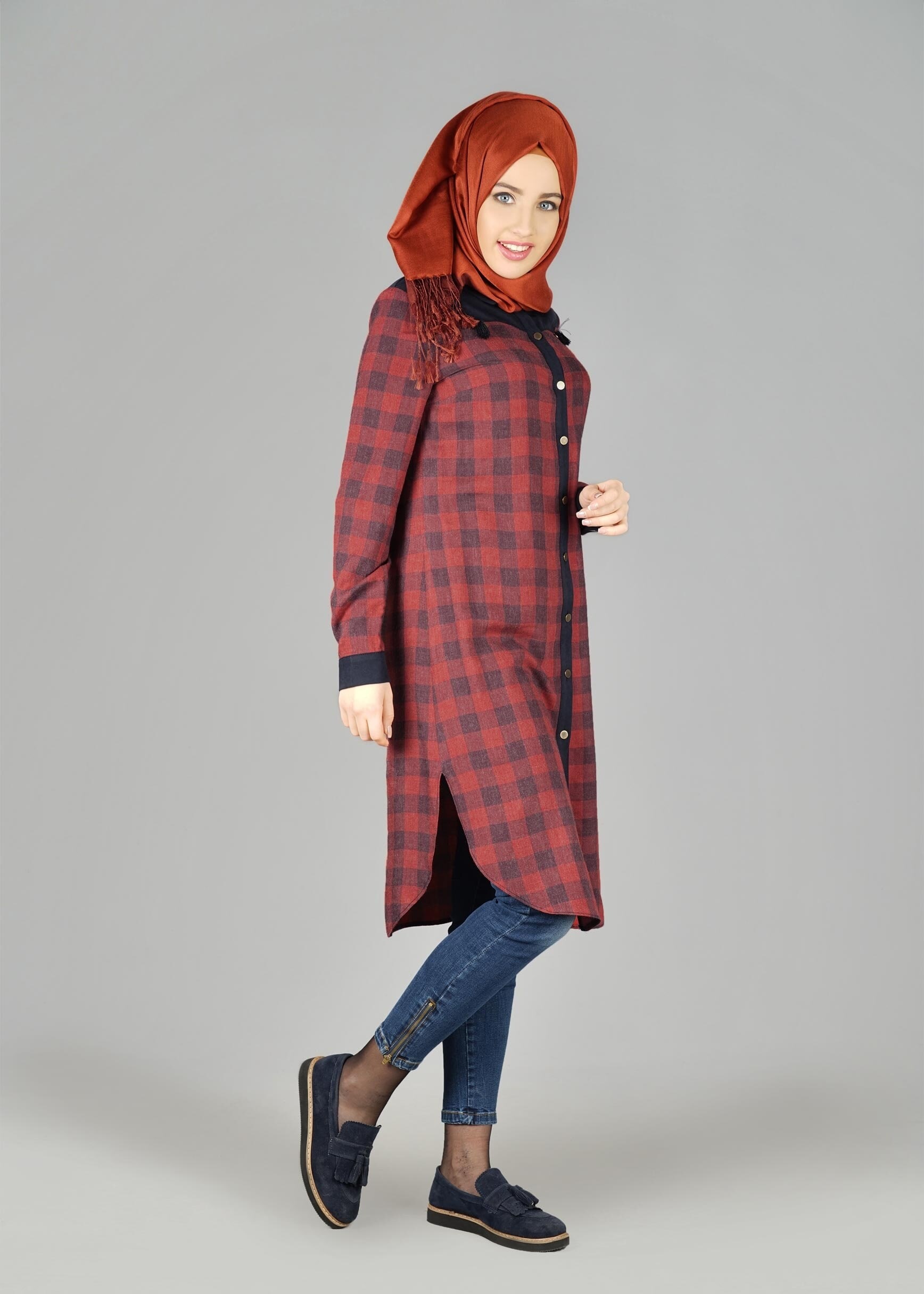 Tesettür giyim KIRMIZI 4889 TUNİK 