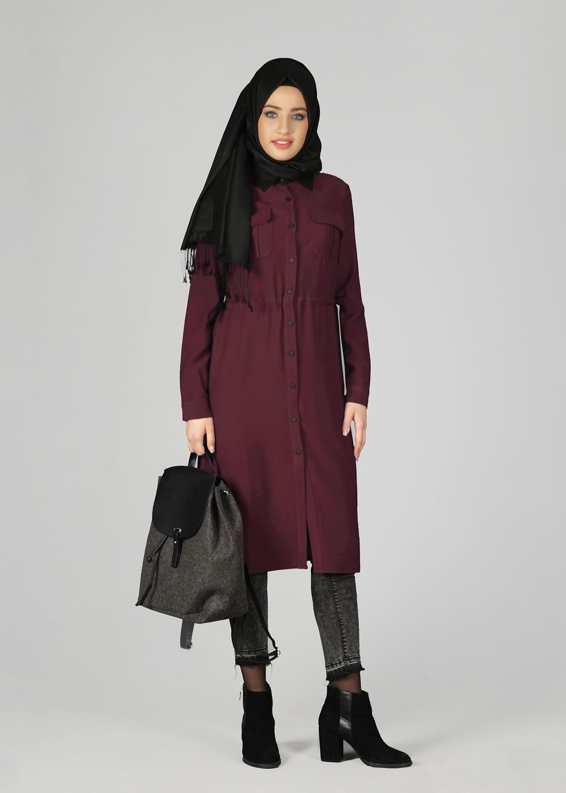 Tesettür giyim BORDO 4890 TUNİK