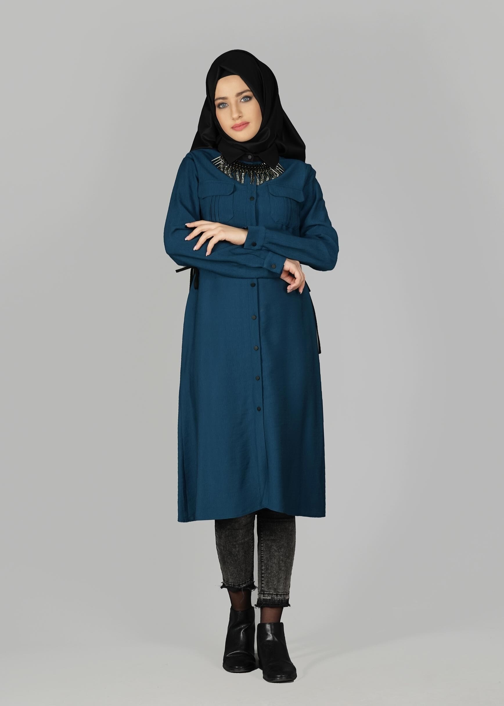 Tesettür giyim MAVİ 4890 TUNİK