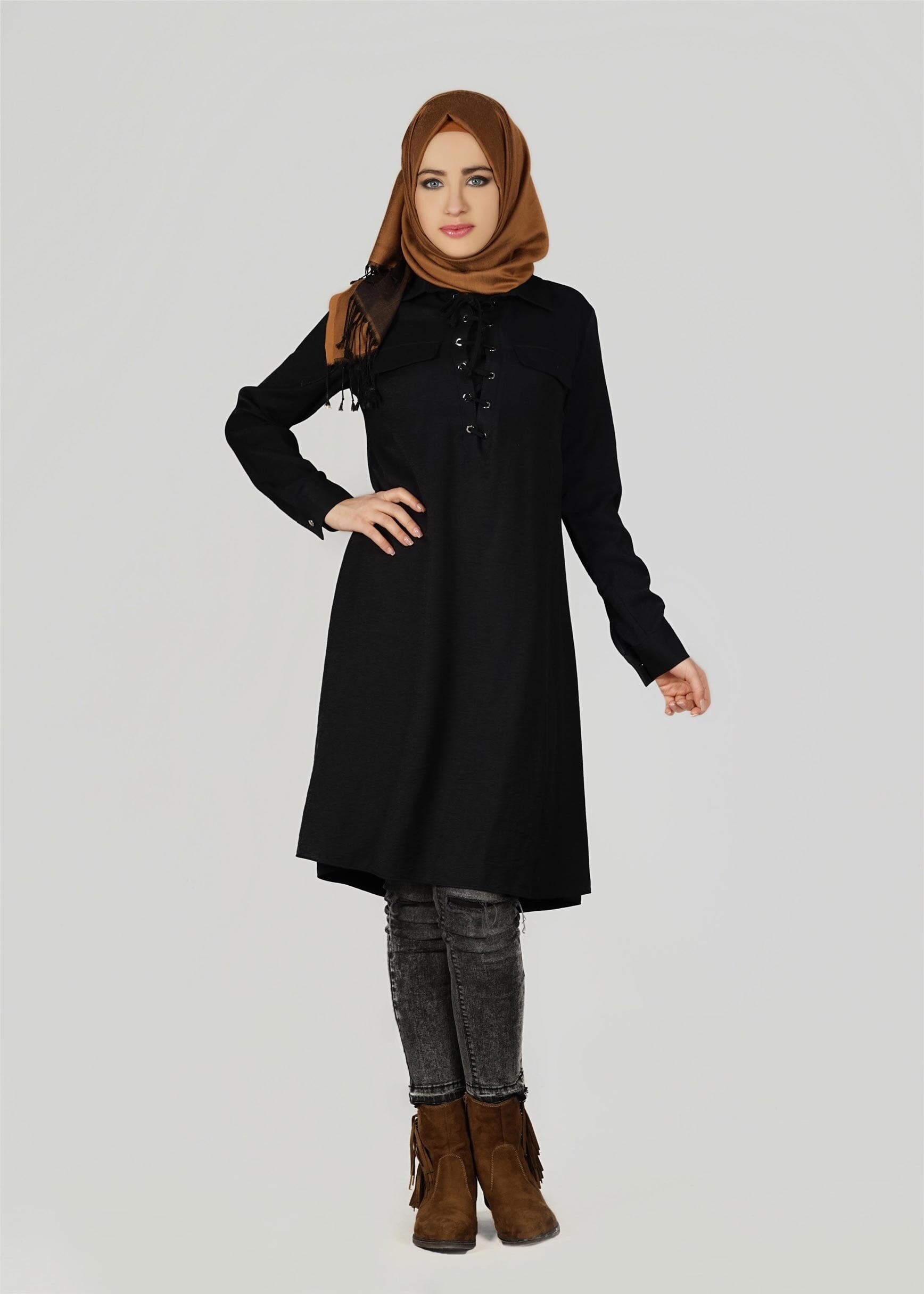 Tesettür giyim SİYAH 4891 TUNİK