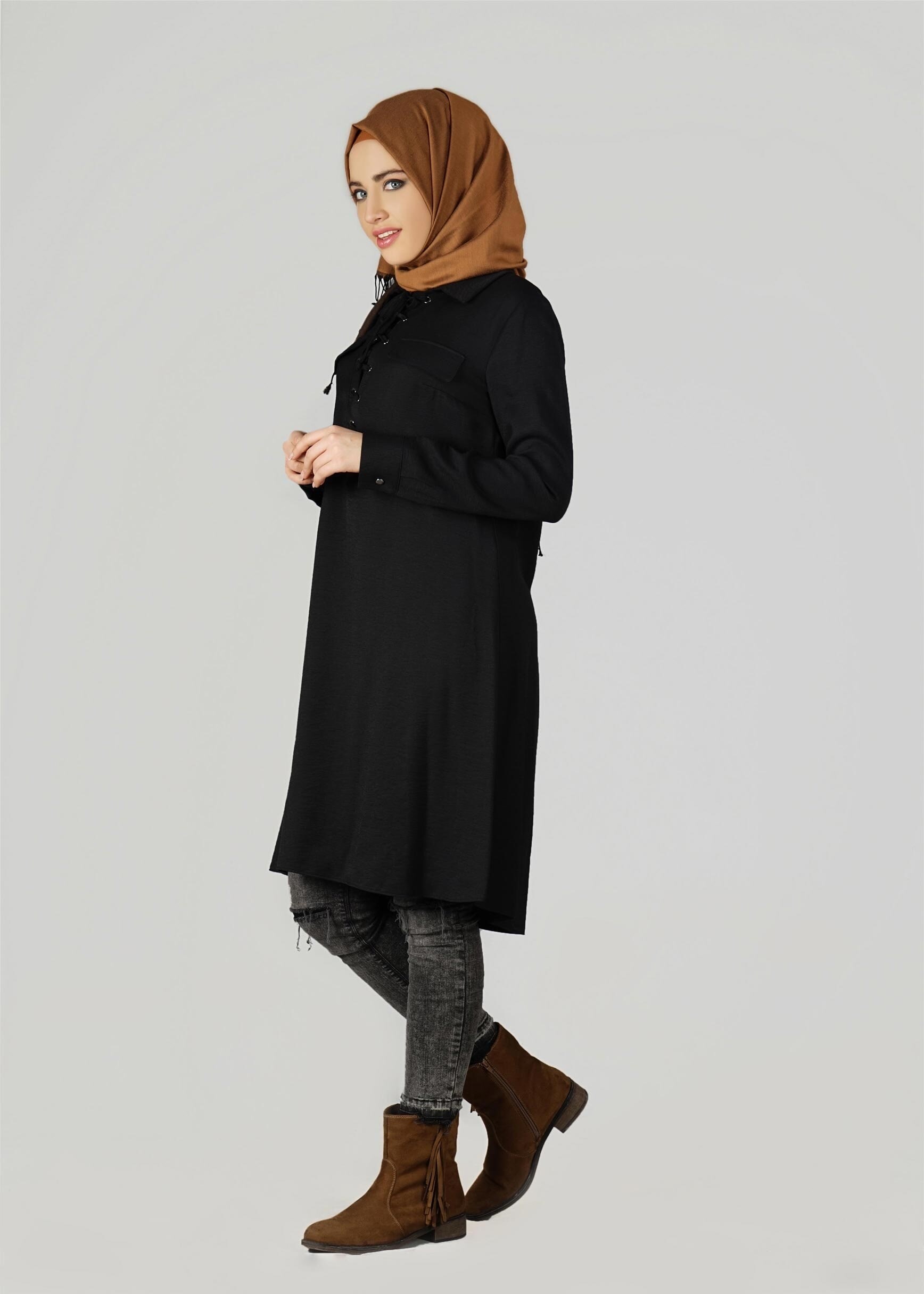 Tesettür giyim SİYAH 4891 TUNİK