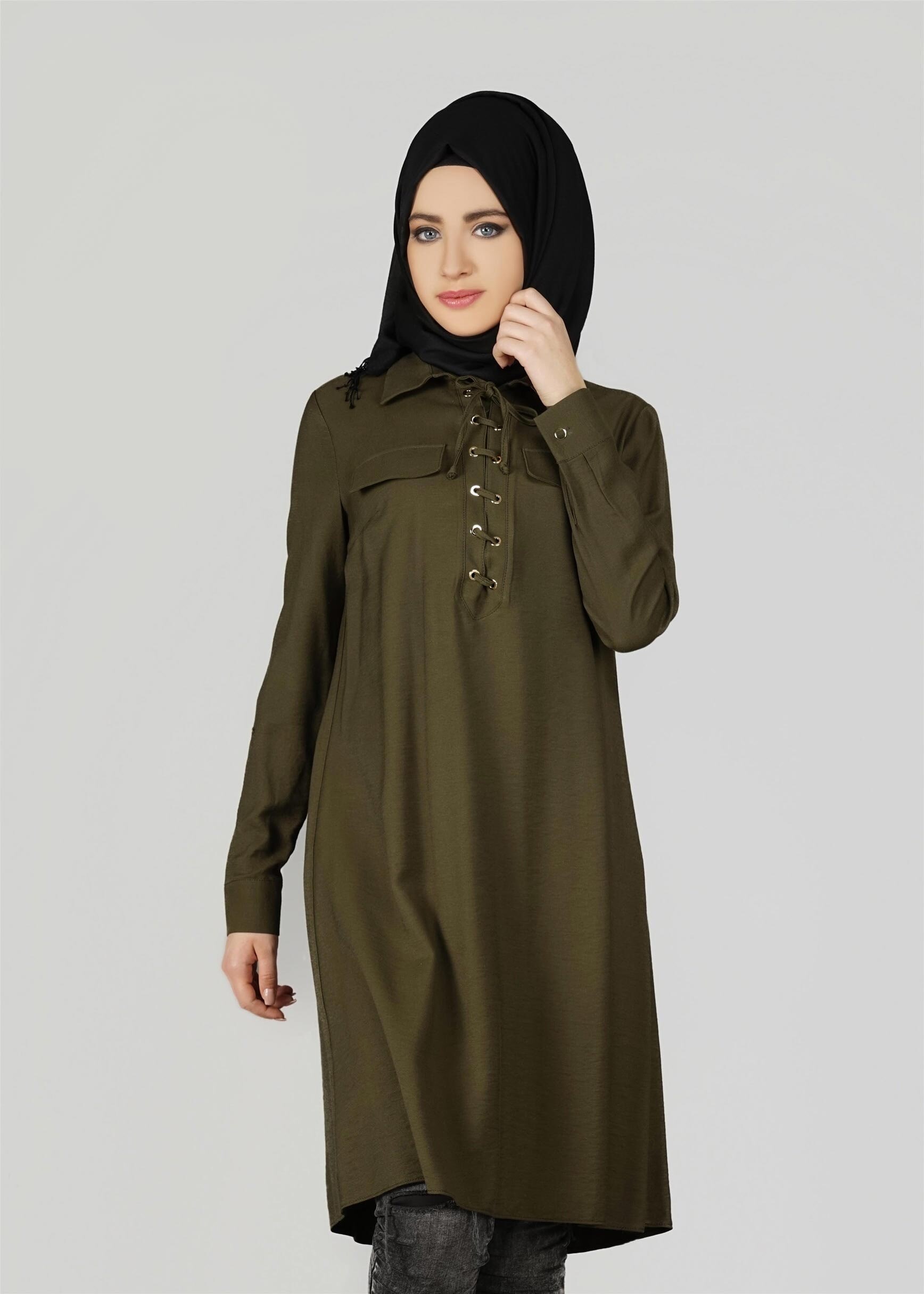 Tesettür giyim HAKİ 4891 TUNİK