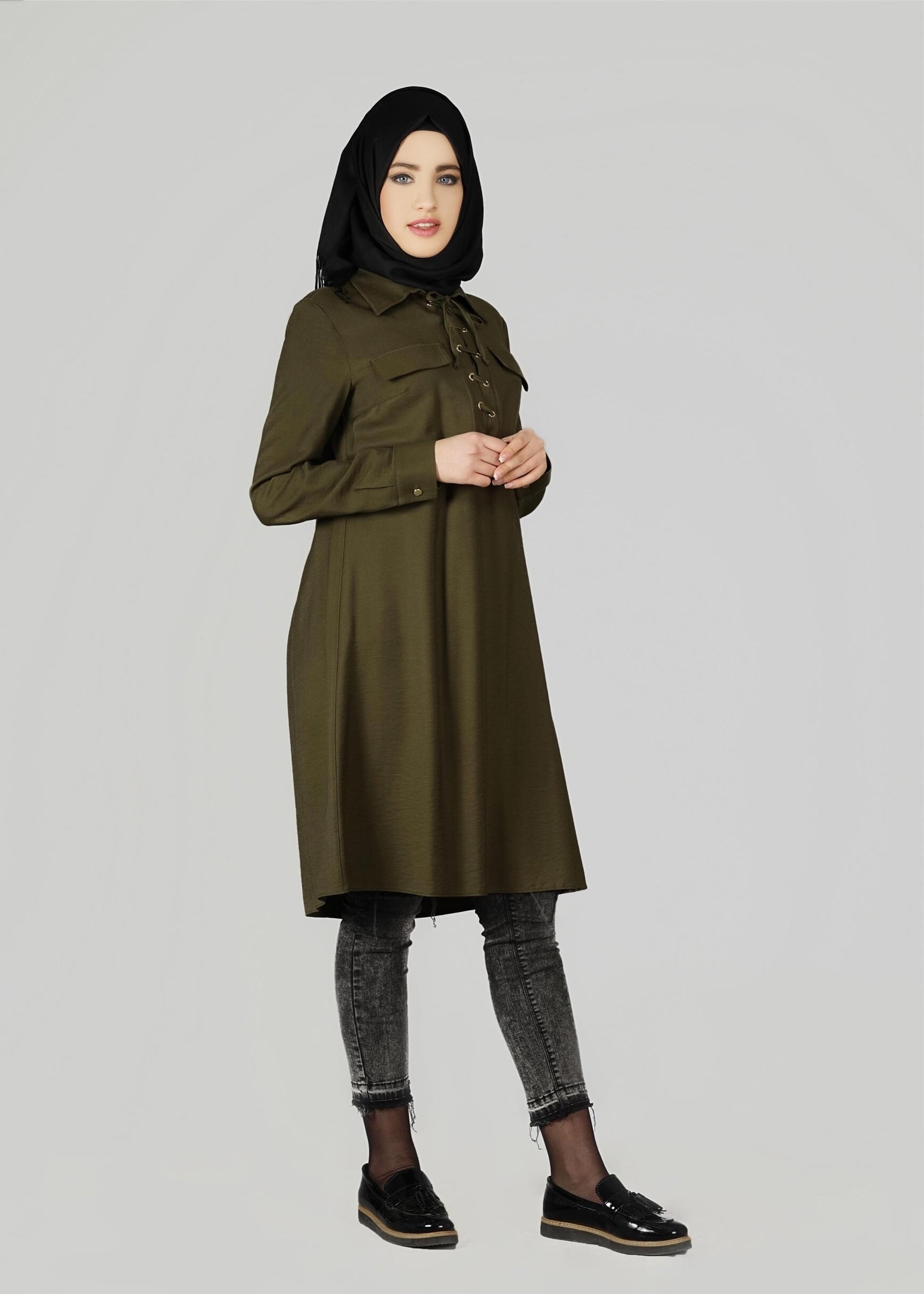 Tesettür giyim HAKİ 4891 TUNİK