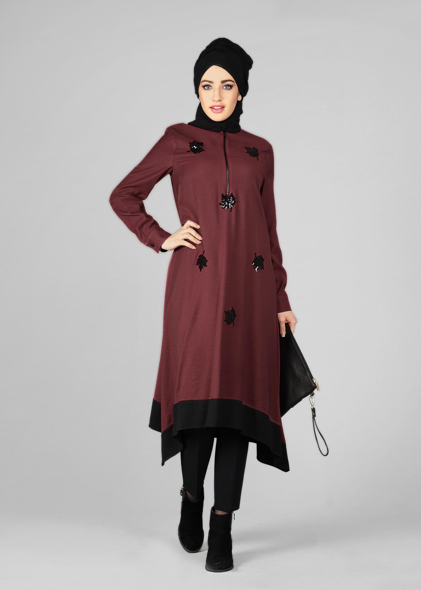 Tesettür giyim BORDO 4892 TUNİK