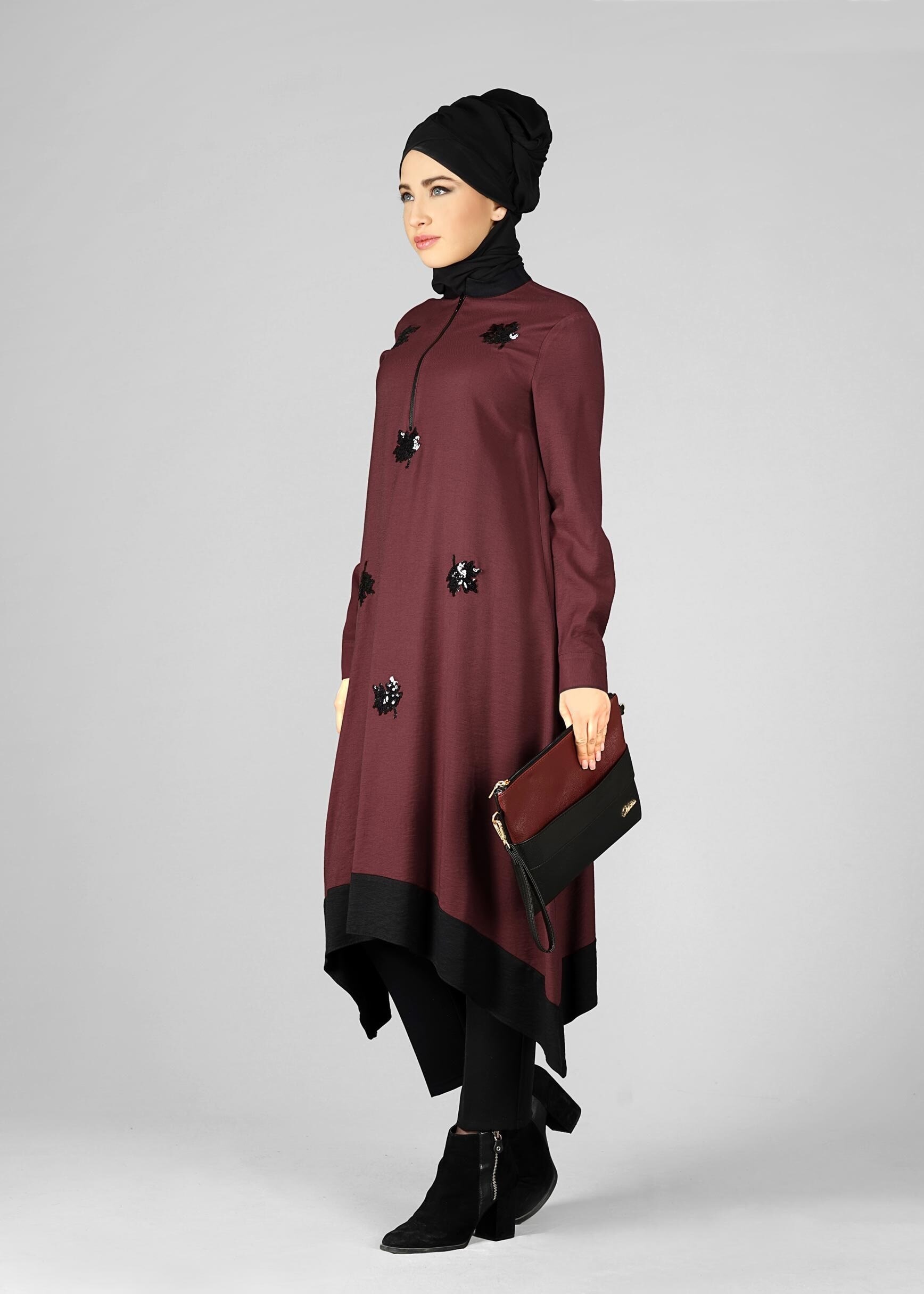 Tesettür giyim BORDO 4892 TUNİK