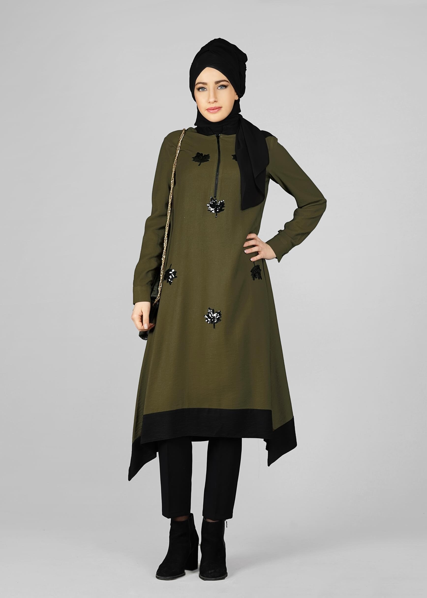 Tesettür giyim HAKİ 4892 TUNİK