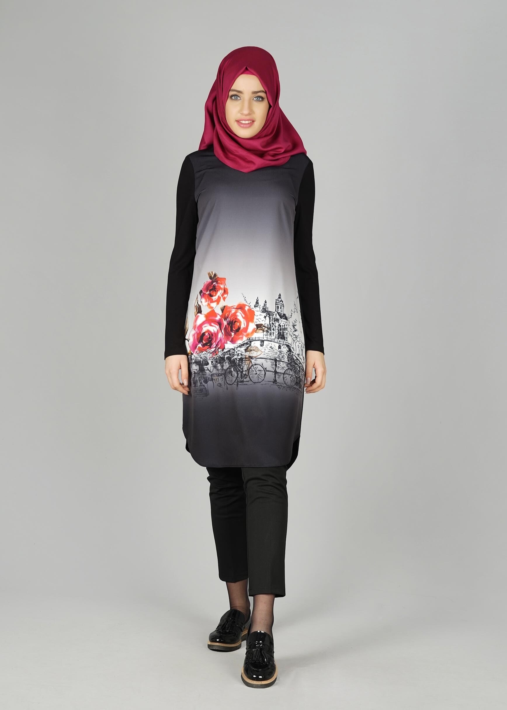 Tesettür giyim SİYAH 4910 TUNİK