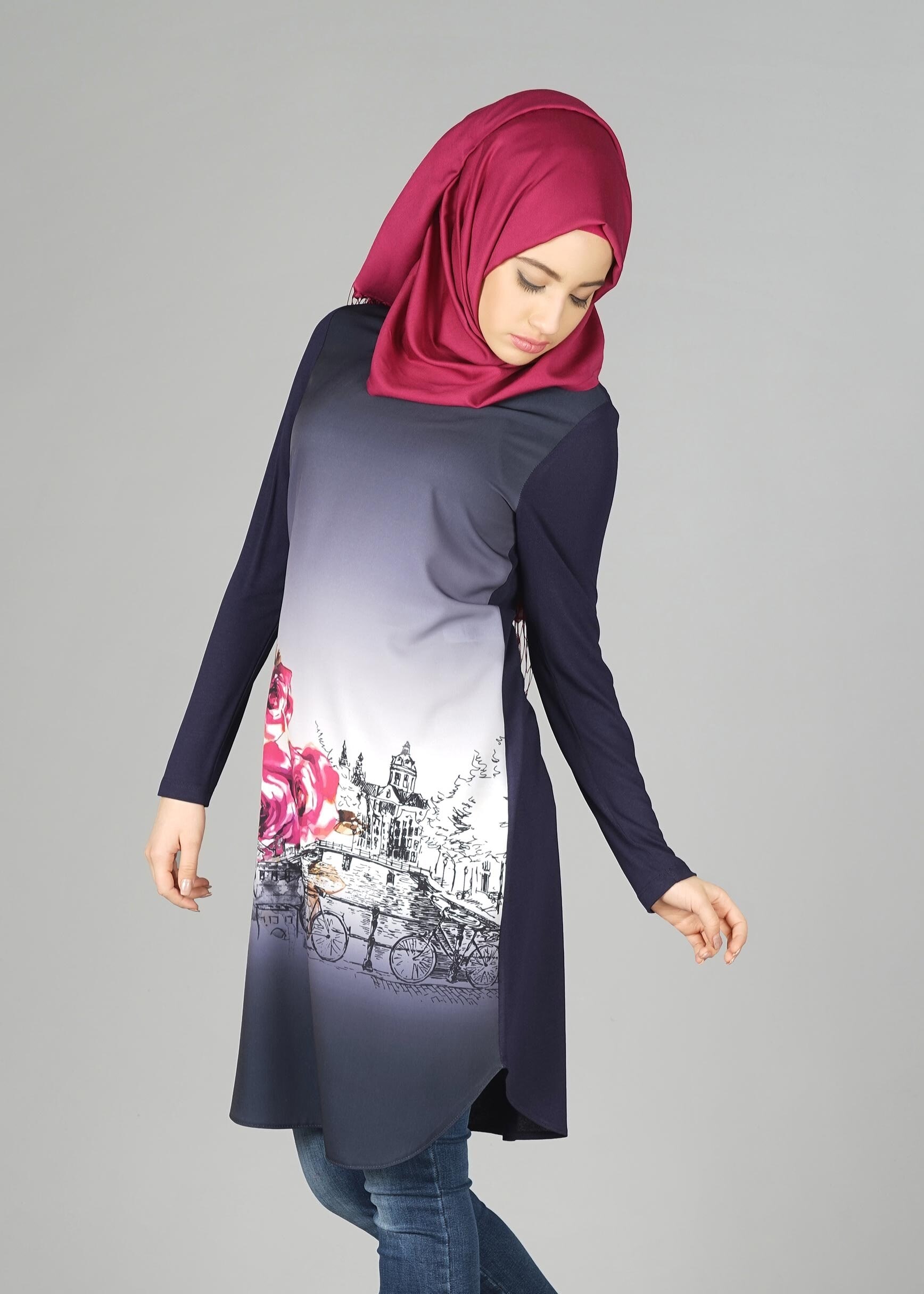 Tesettür giyim LACİVERT 4910 TUNİK