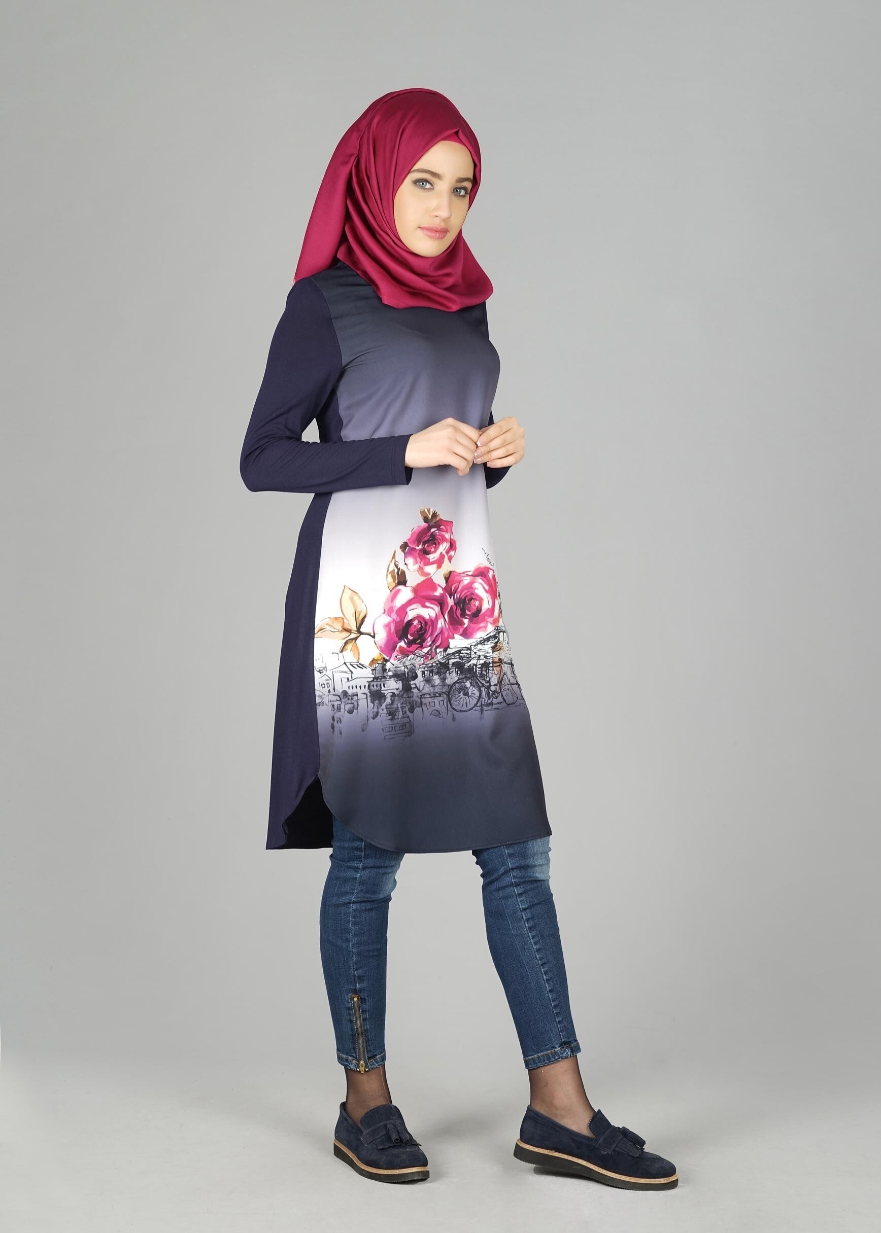 Tesettür giyim LACİVERT 4910 TUNİK