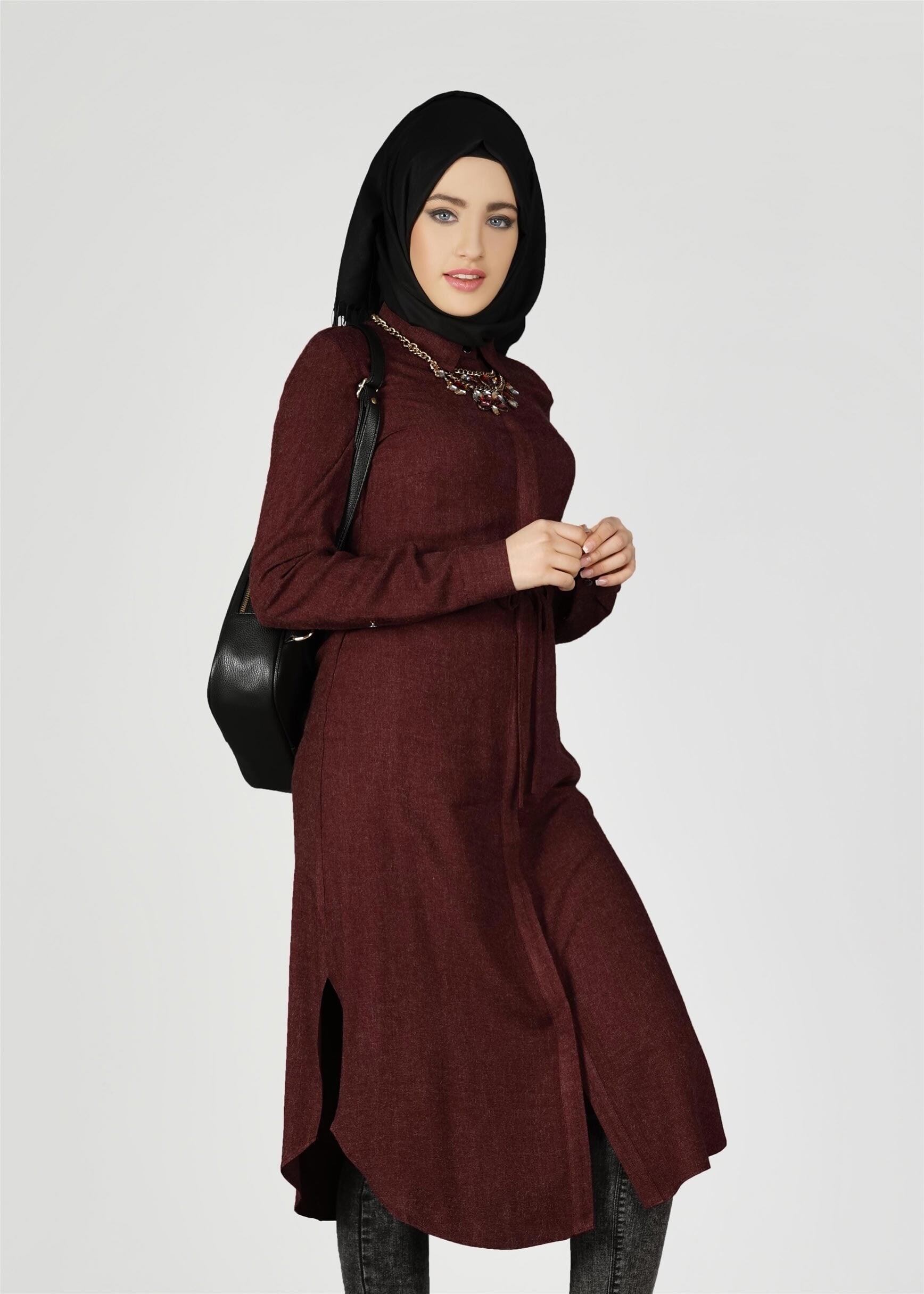 Tesettür giyim BORDO 4911 TUNİK