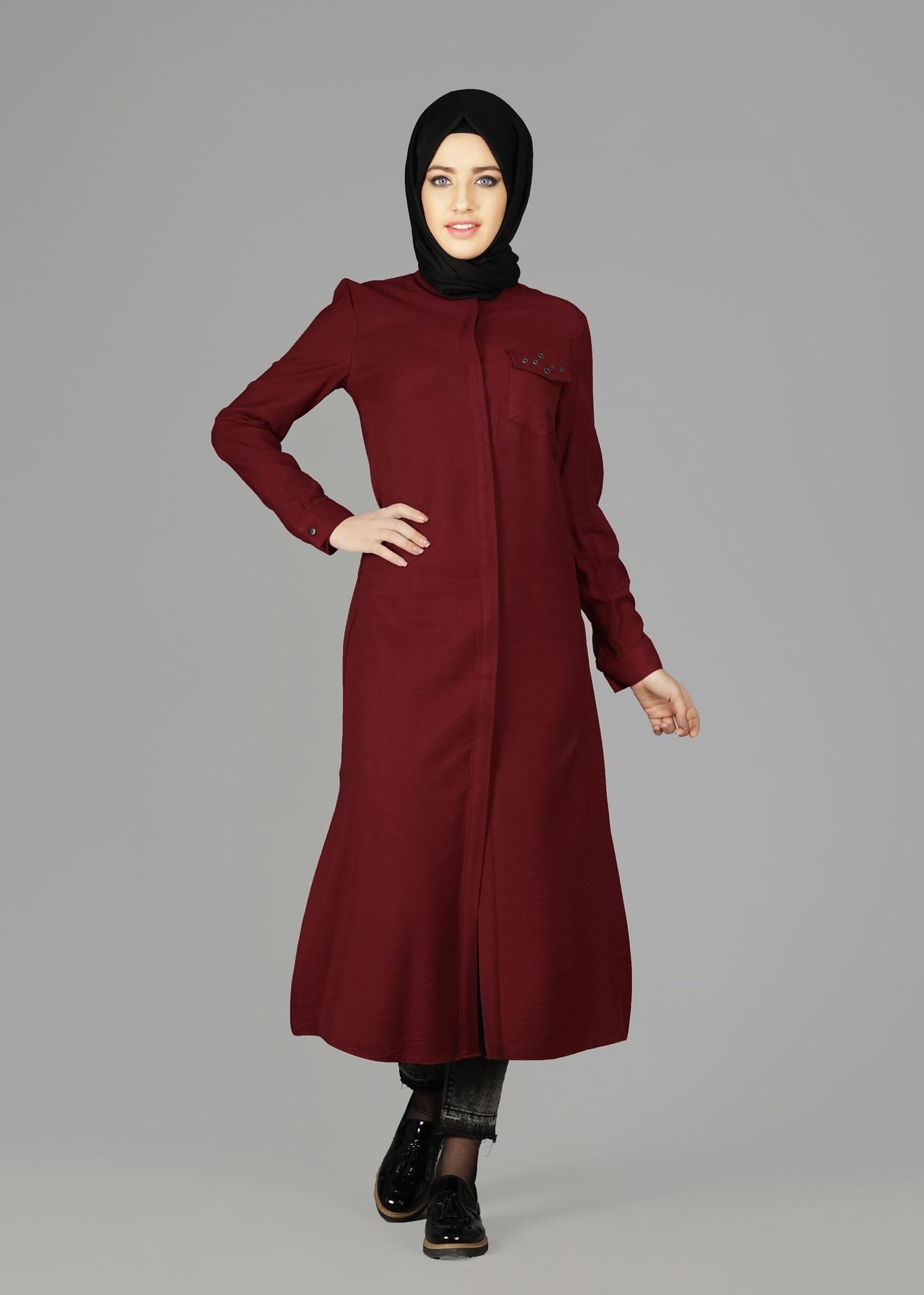 Tesettür giyim BORDO 4915 TUNİK