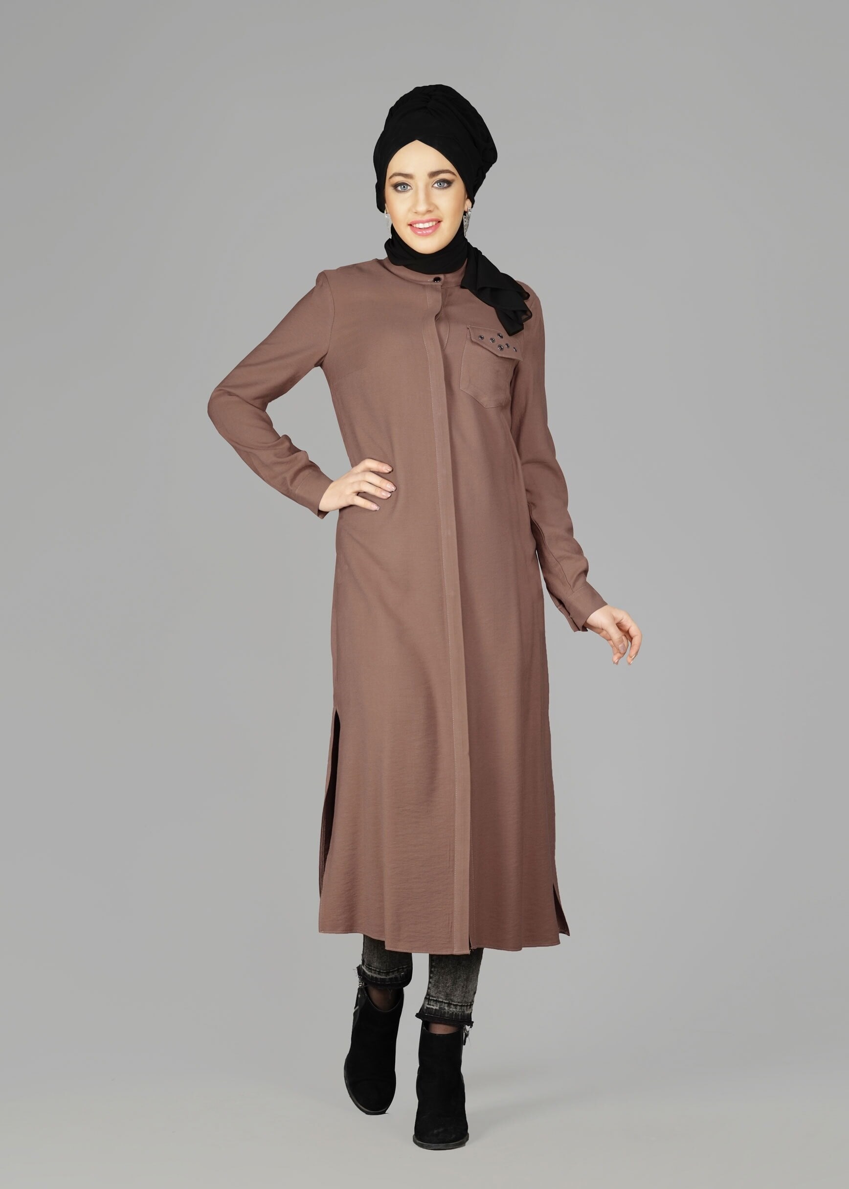 Tesettür giyim KAHVE 4915 TUNİK