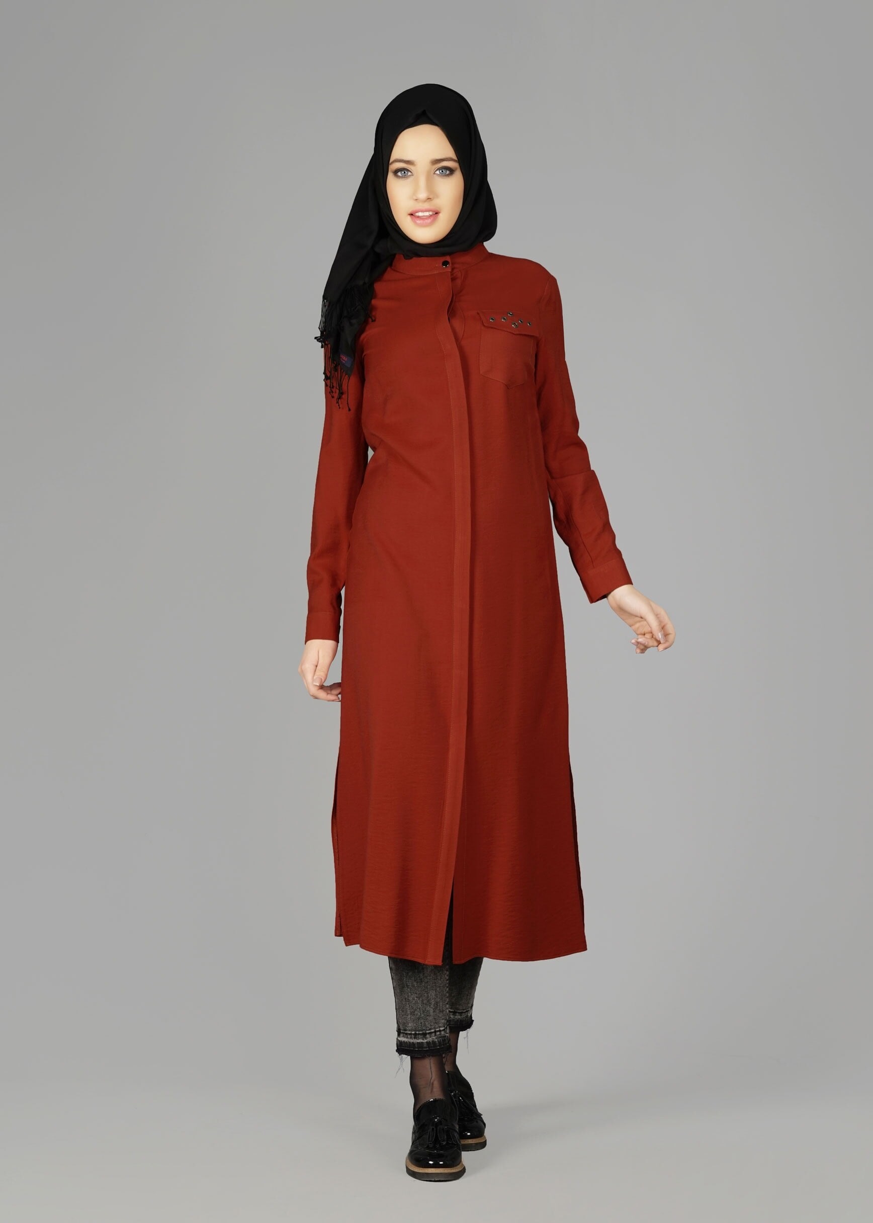 Tesettür giyim TURUNCU 4915 TUNİK