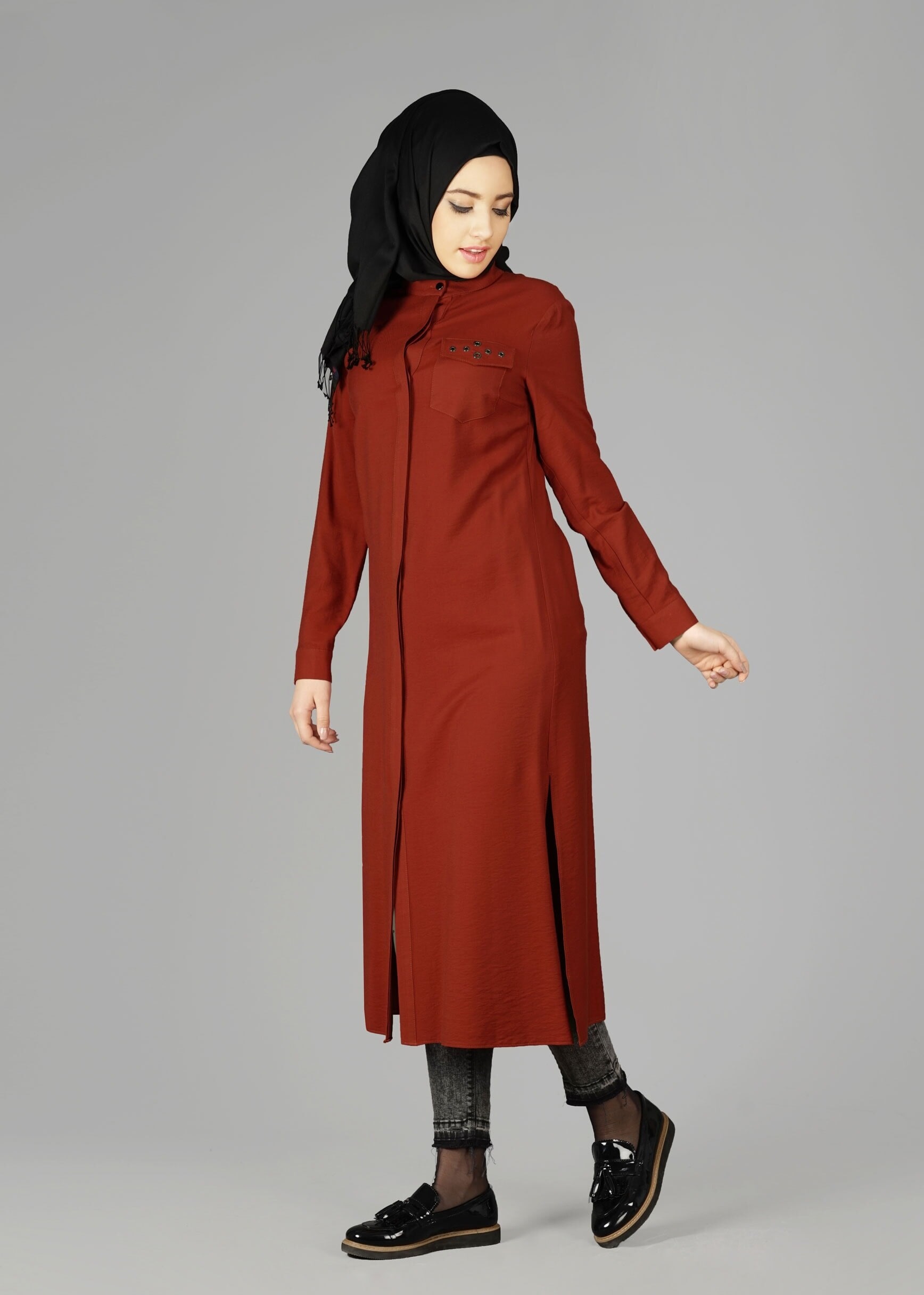 Tesettür giyim TURUNCU 4915 TUNİK
