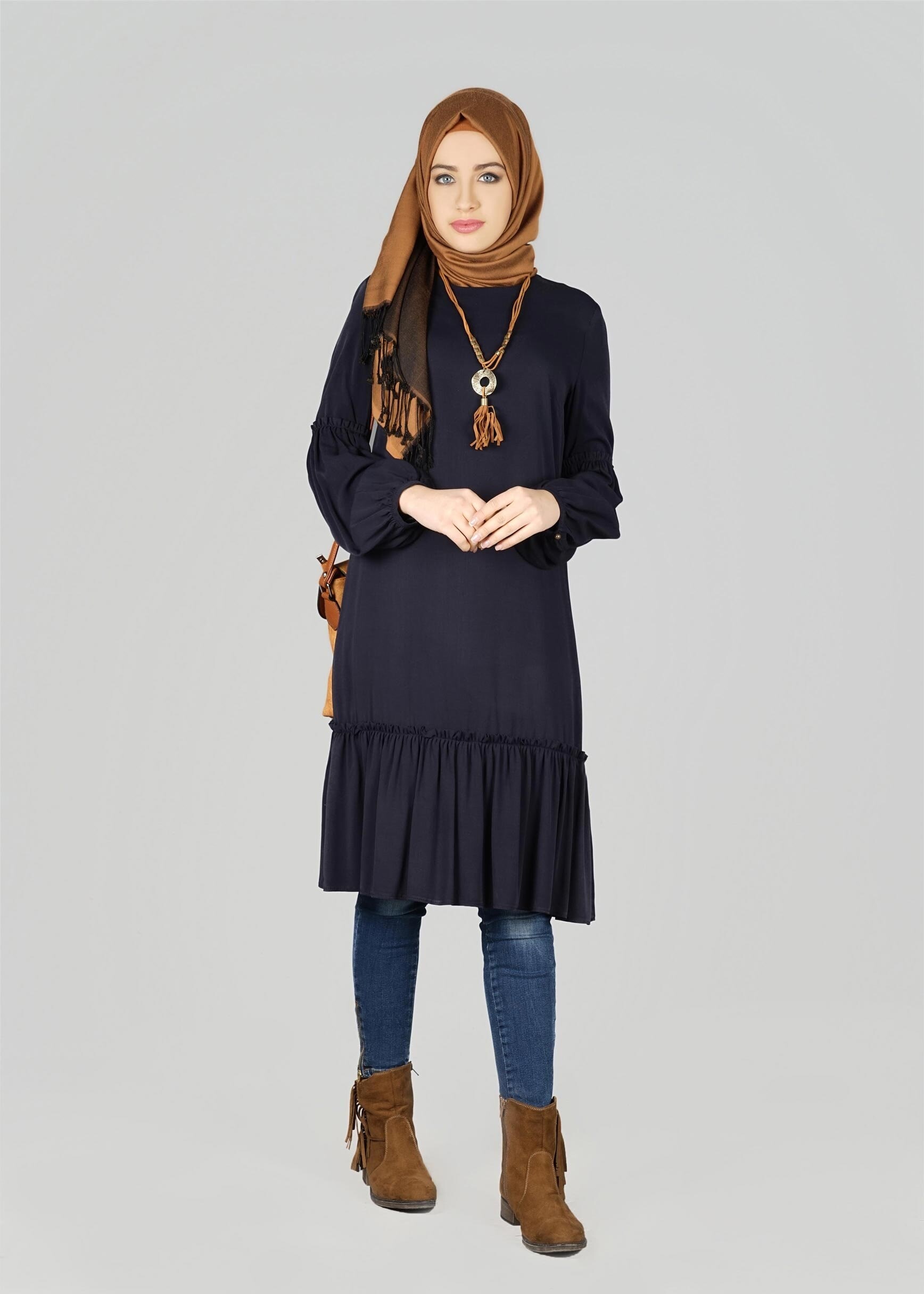 Tesettür giyim LACİVERT 4916 TUNİK