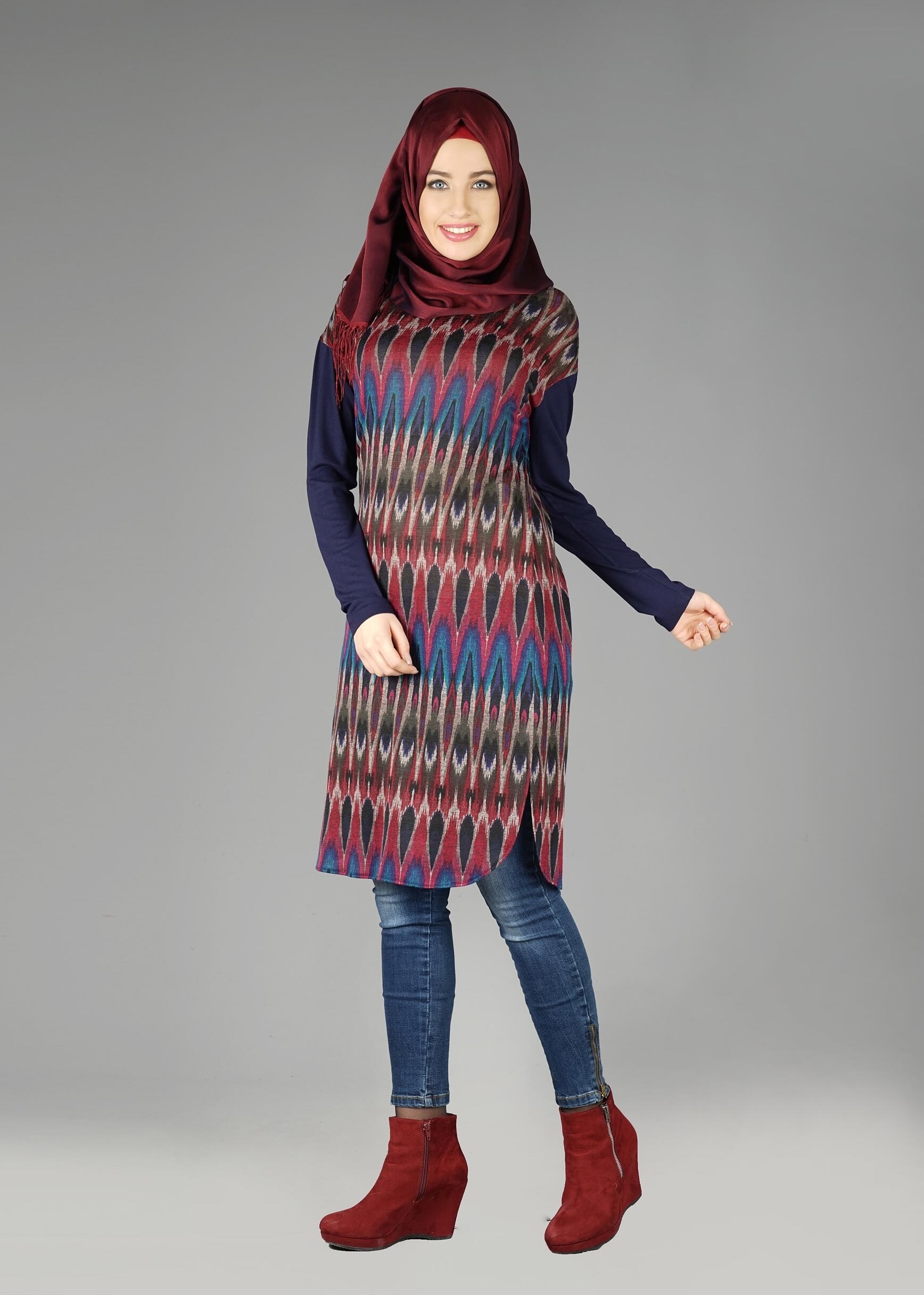 Tesettür giyim MAVİ 4917 TUNİK 