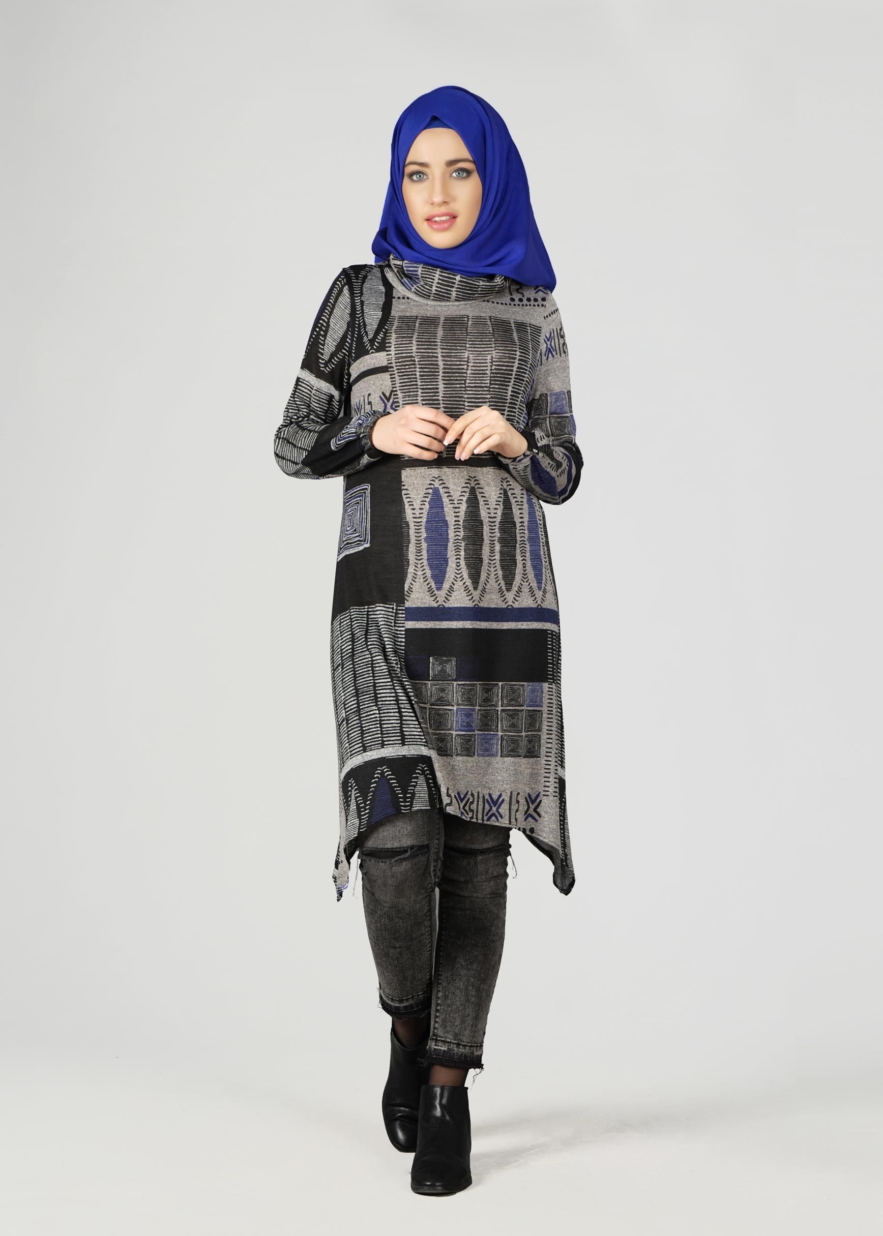 Tesettür giyim GRİ 4918 TUNİK