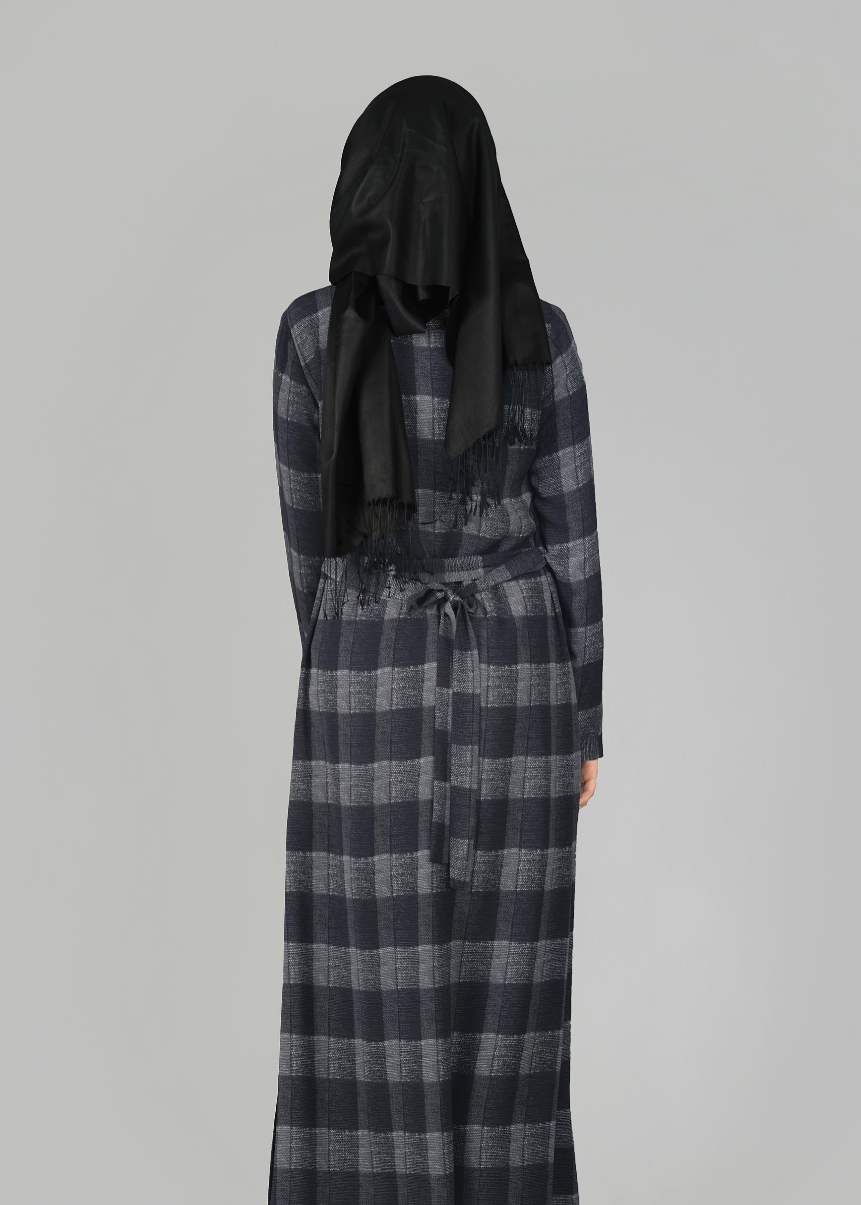 Tesettür giyim GRİ KARE DESENLİ TUNİK 4928