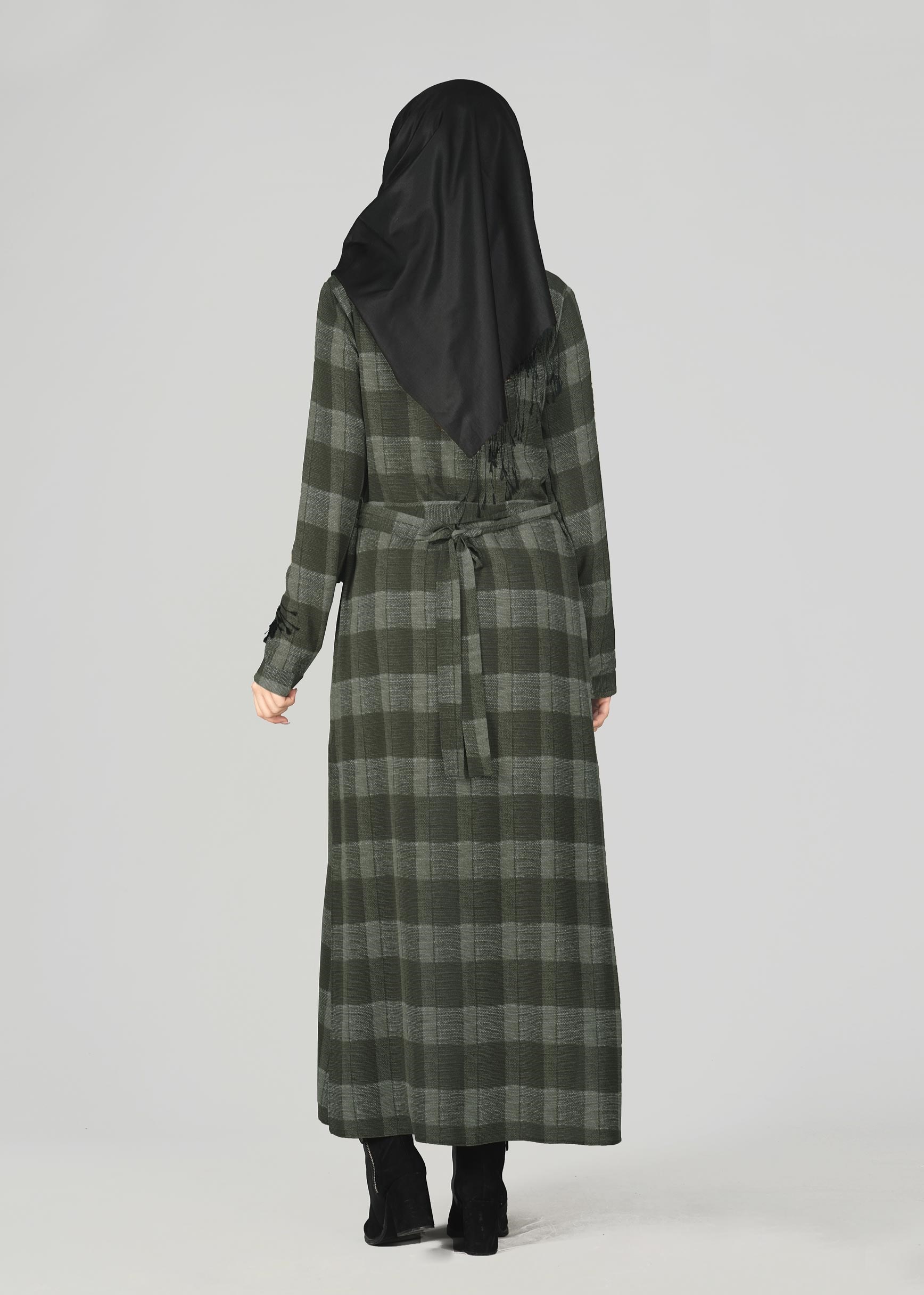 Tesettür giyim HAKİ KARE DESENLİ TUNİK 4928