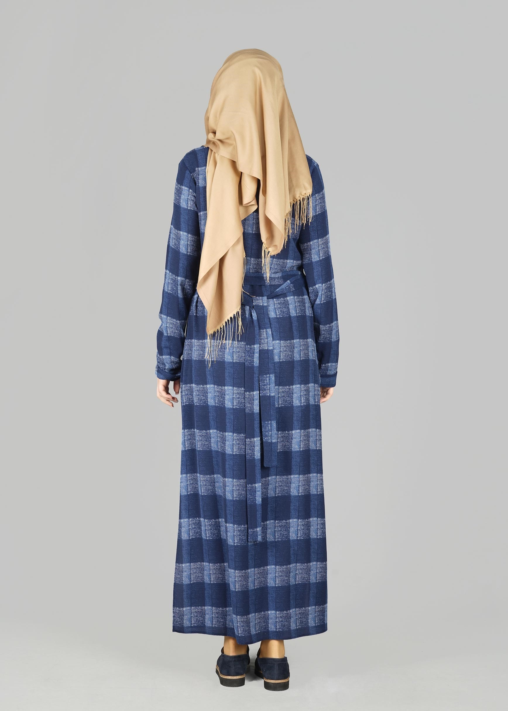 Tesettür giyim LACİVERT KARE DESENLİ TUNİK 4928