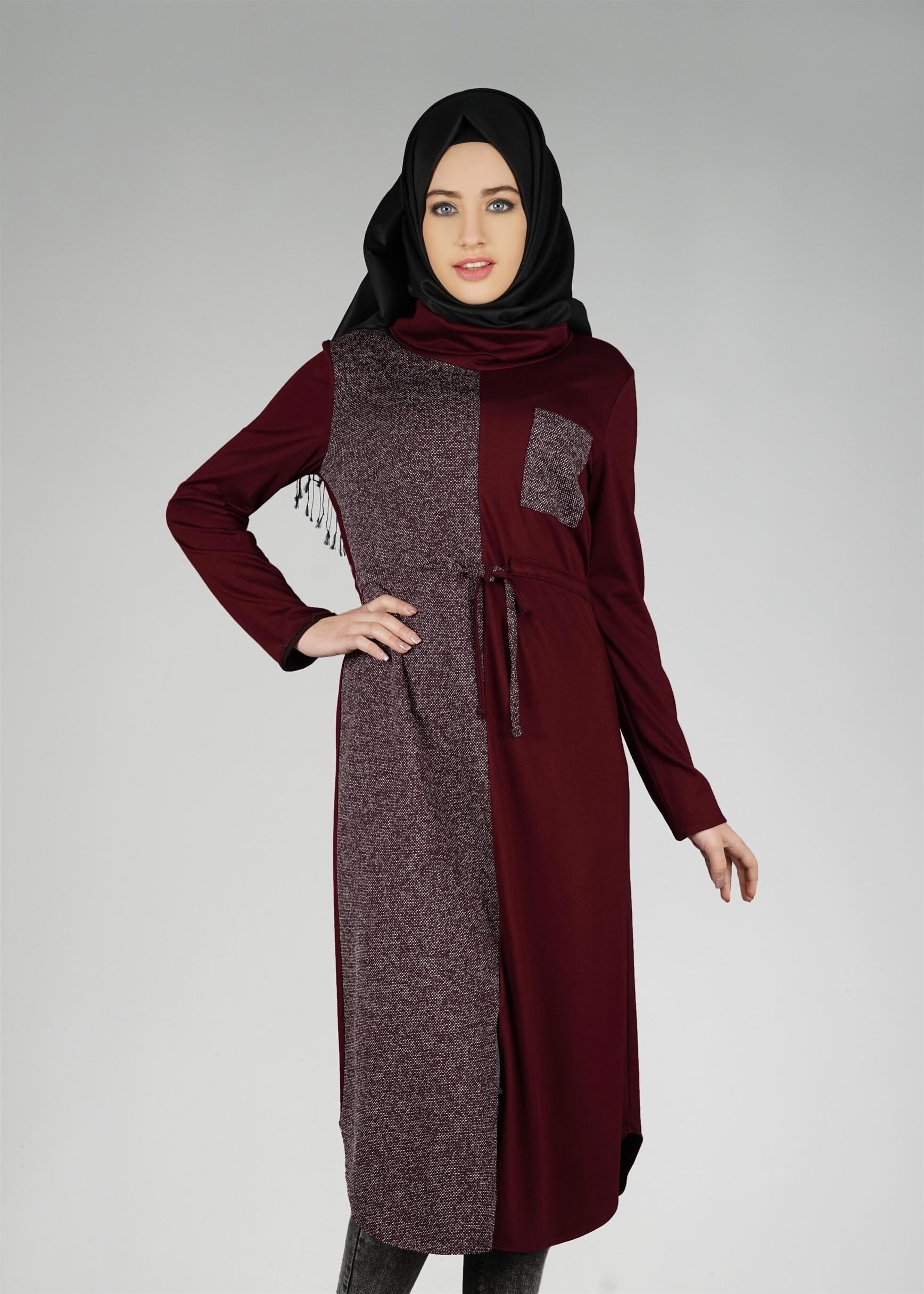 Tesettür giyim BORDO 4939 TUNİK