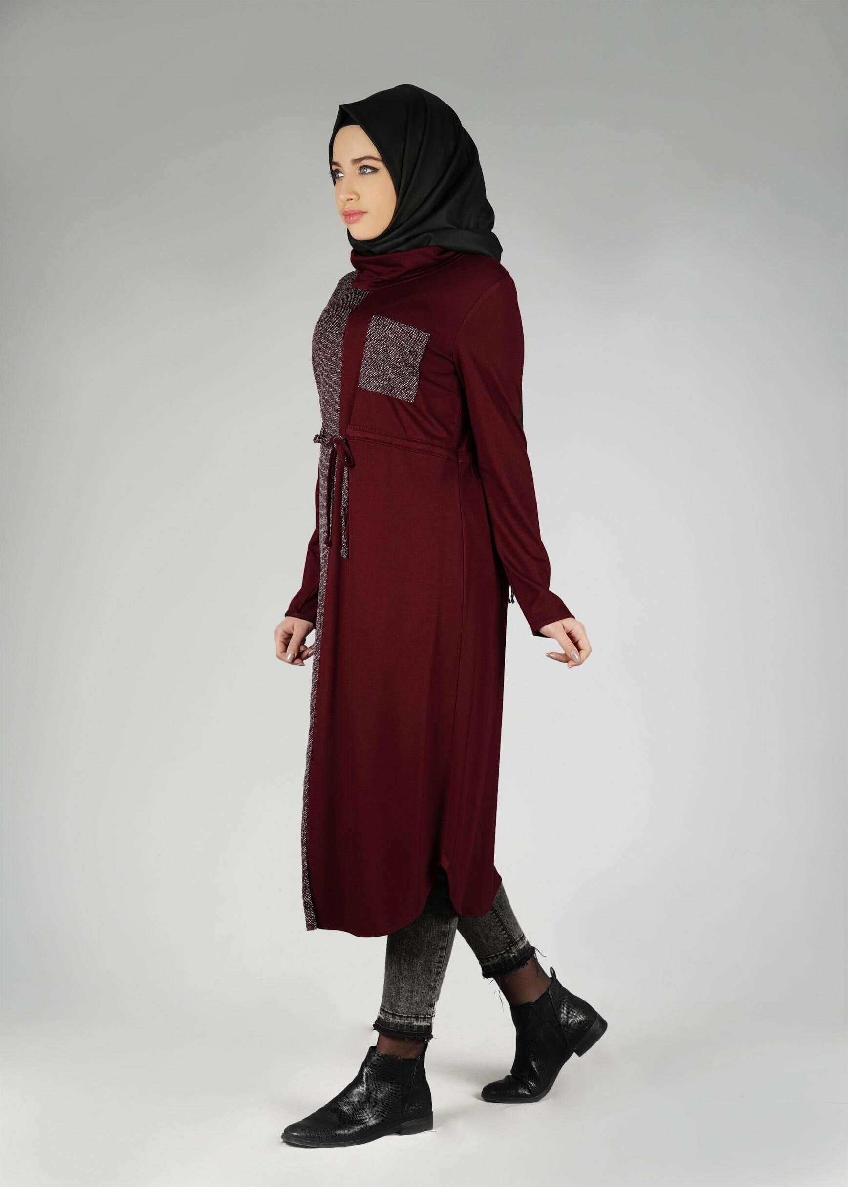 Tesettür giyim BORDO 4939 TUNİK