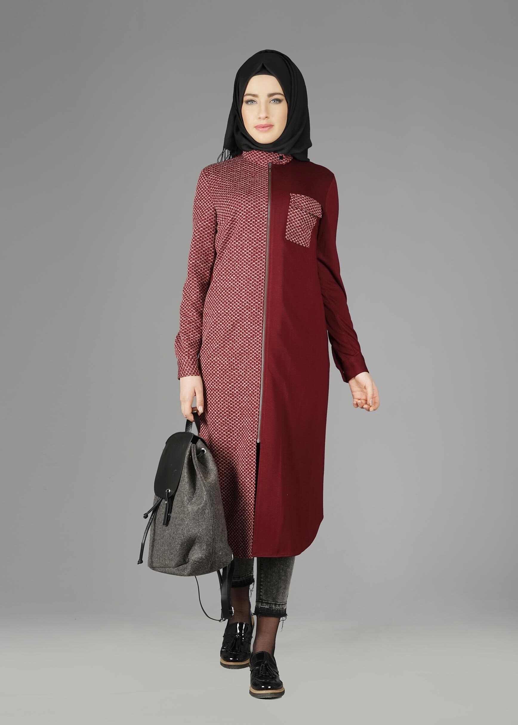 Tesettür giyim BORDO 4940 TUNİK