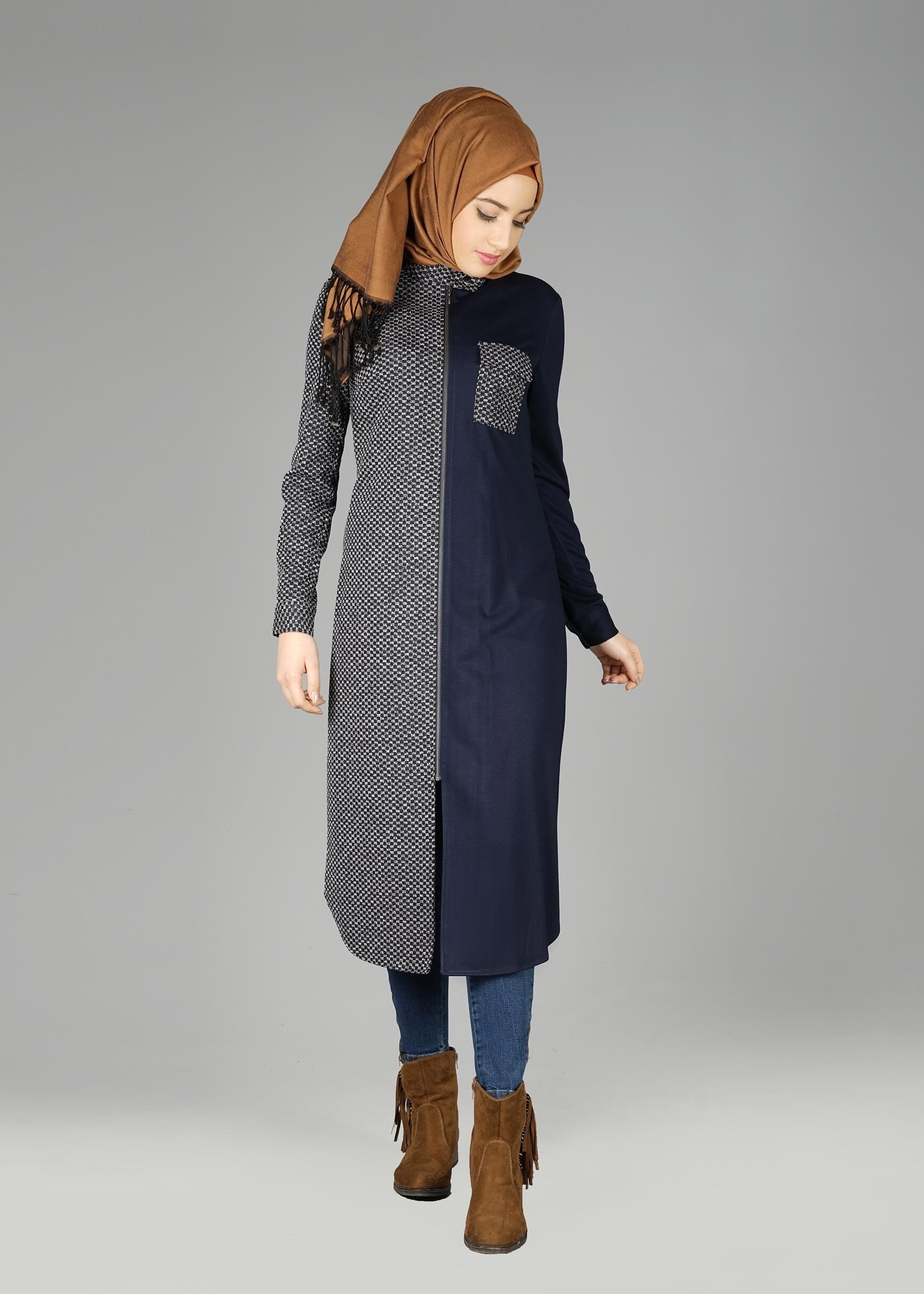 Tesettür giyim LACİVERT 4940 TUNİK