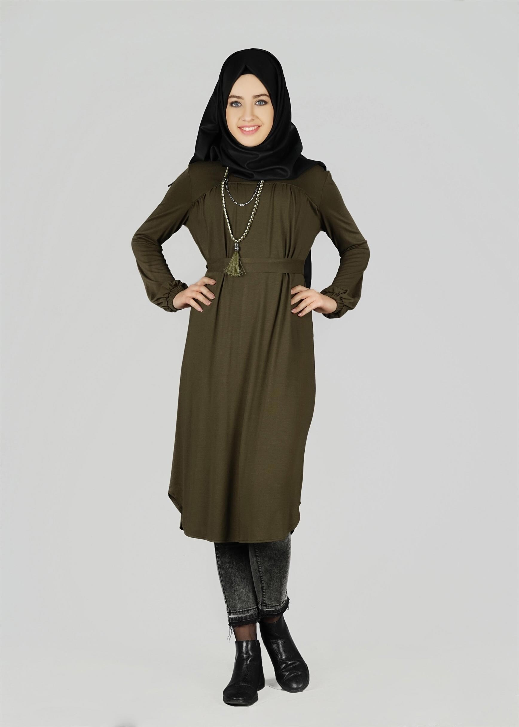 Tesettür giyim HAKİ 4942 TUNİK