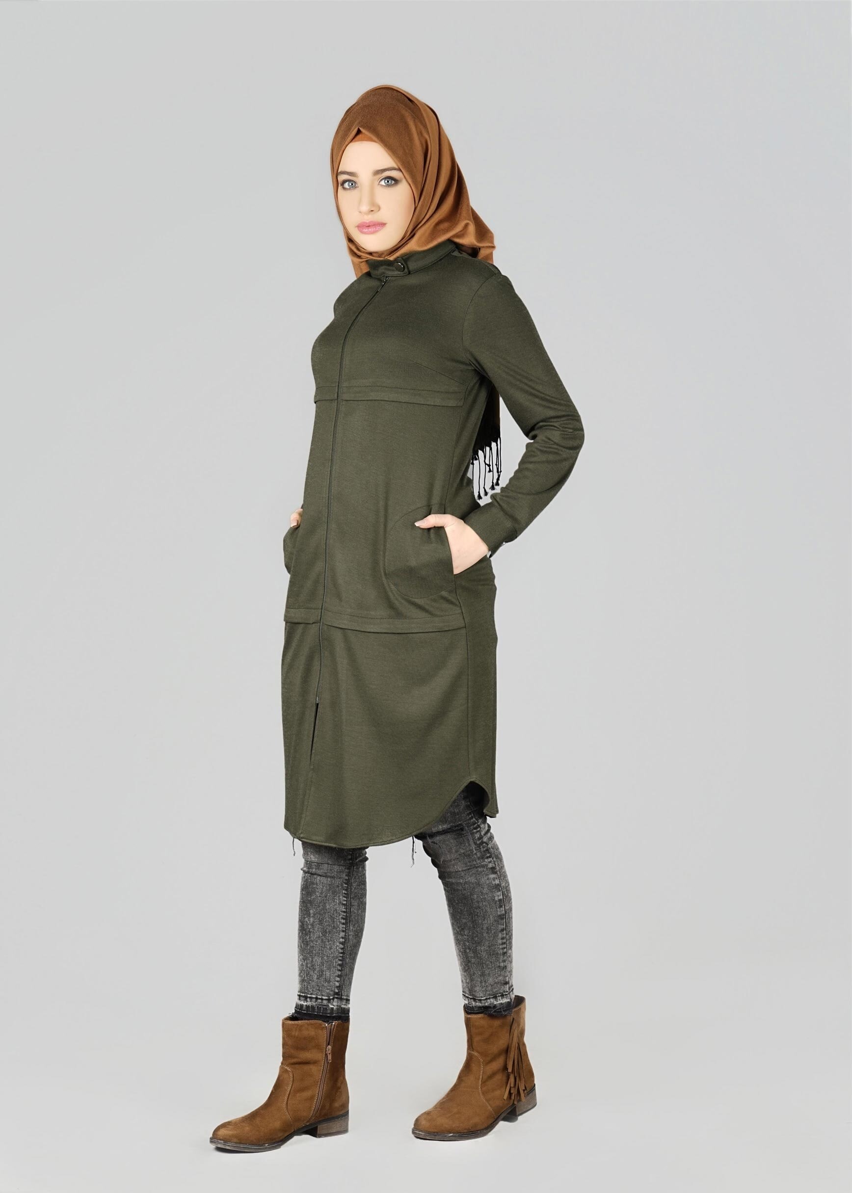 Tesettür giyim HAKİ 4948 TUNİK