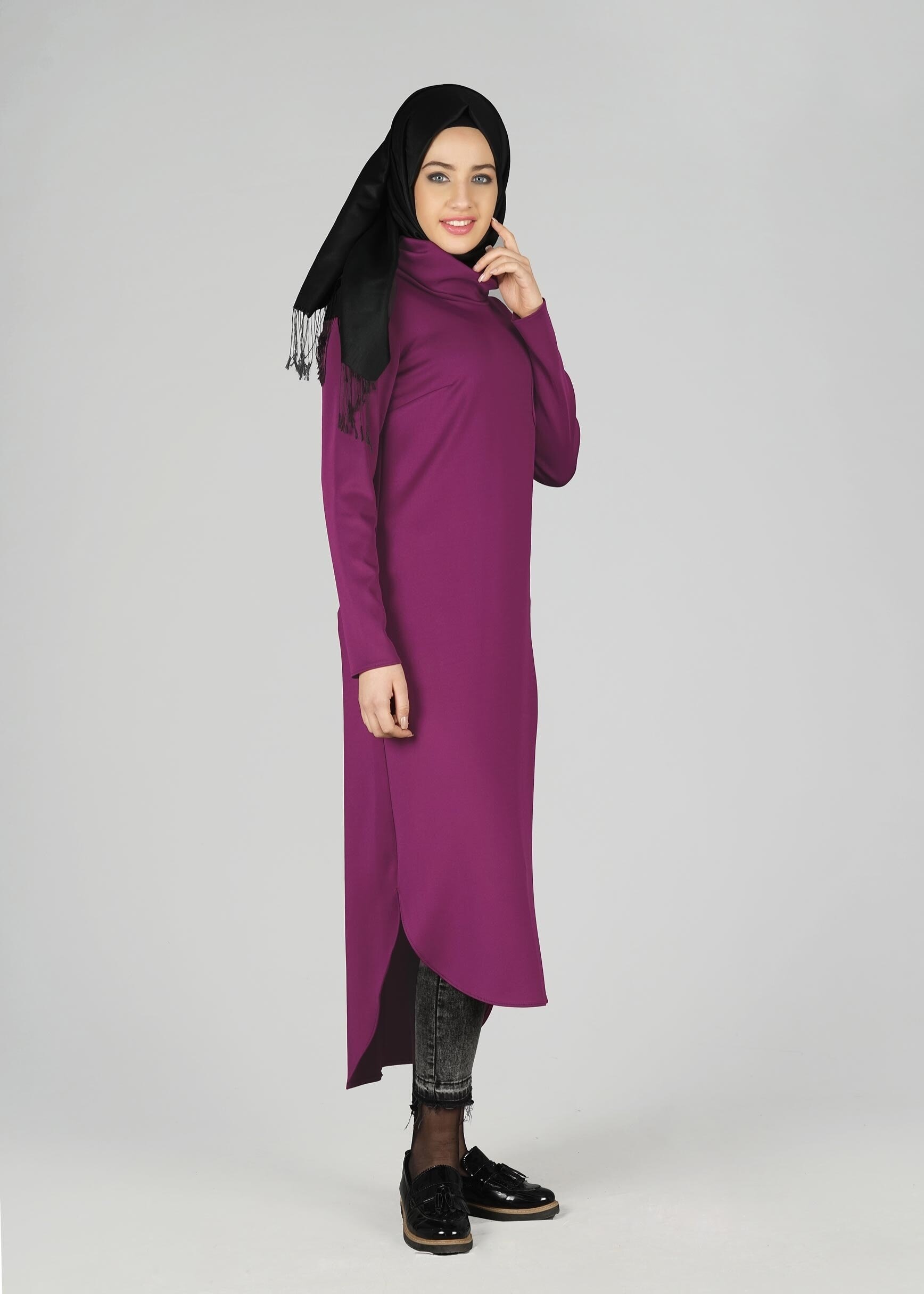 Tesettür giyim FUŞYA 4949 TUNİK