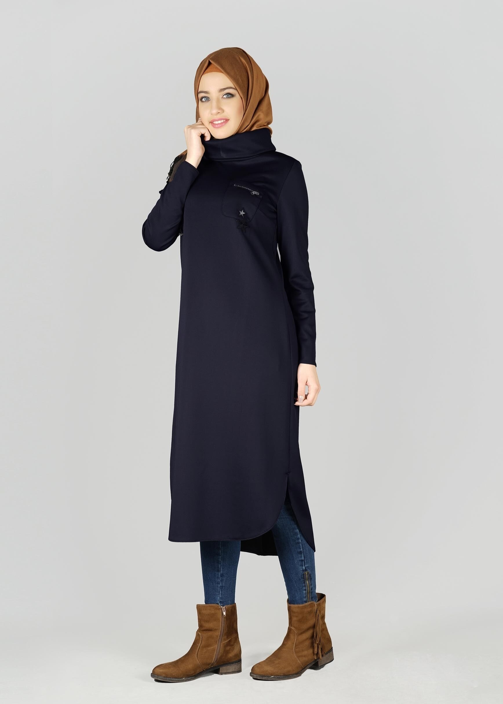 Tesettür giyim LACİVERT 4949 TUNİK