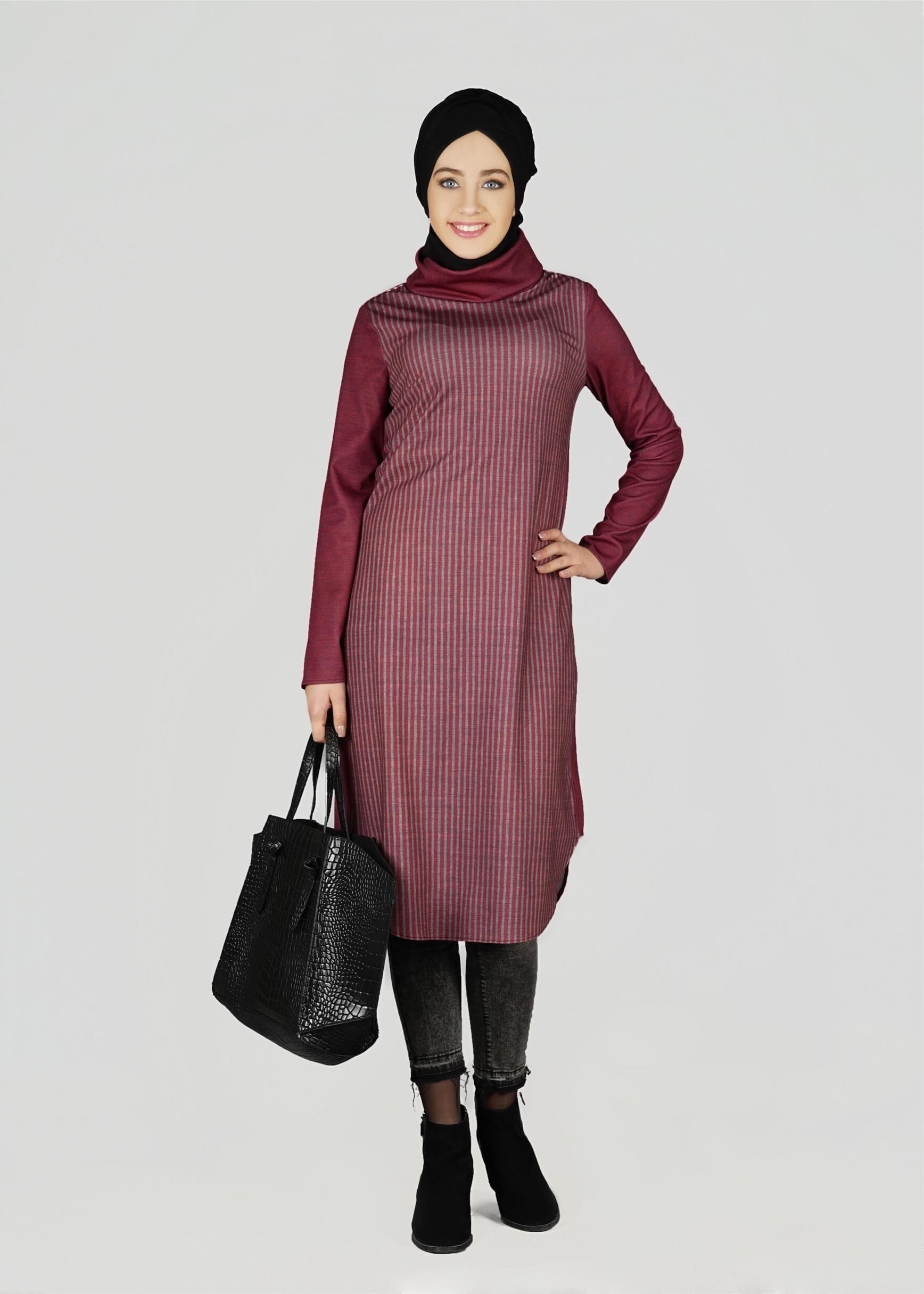 Tesettür giyim BORDO 4950 TUNİK
