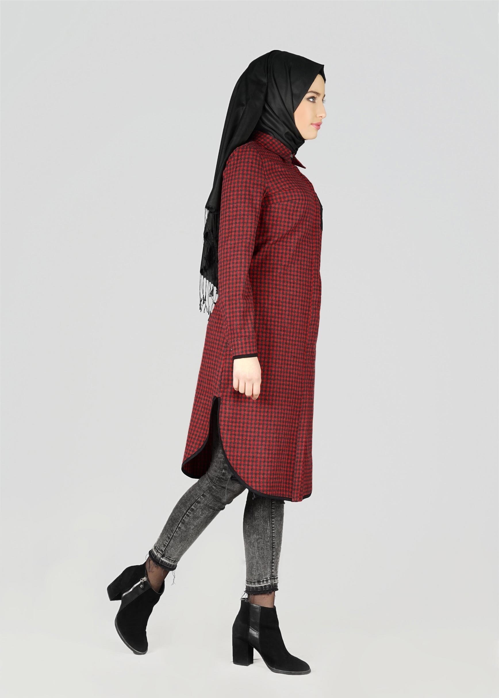 Tesettür giyim KIRMIZI 4951 TUNİK
