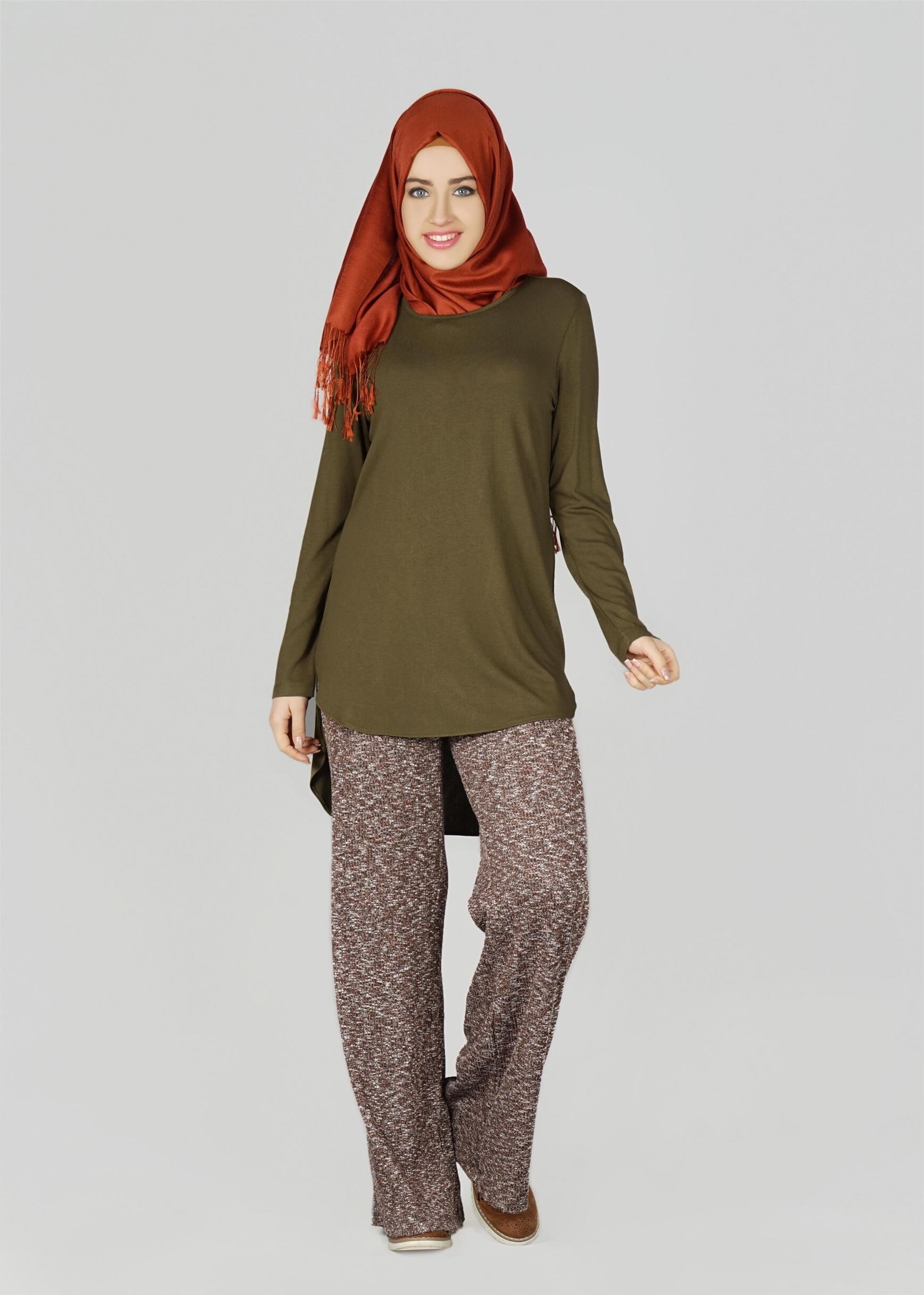 Tesettür giyim HAKİ 4959 TUNİK 