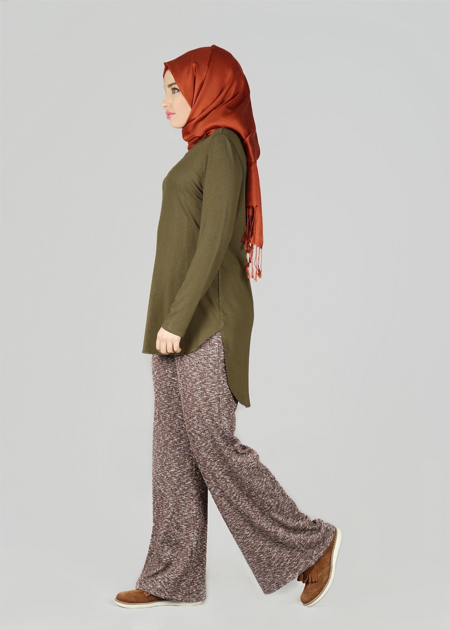 Tesettür giyim HAKİ 4959 TUNİK 