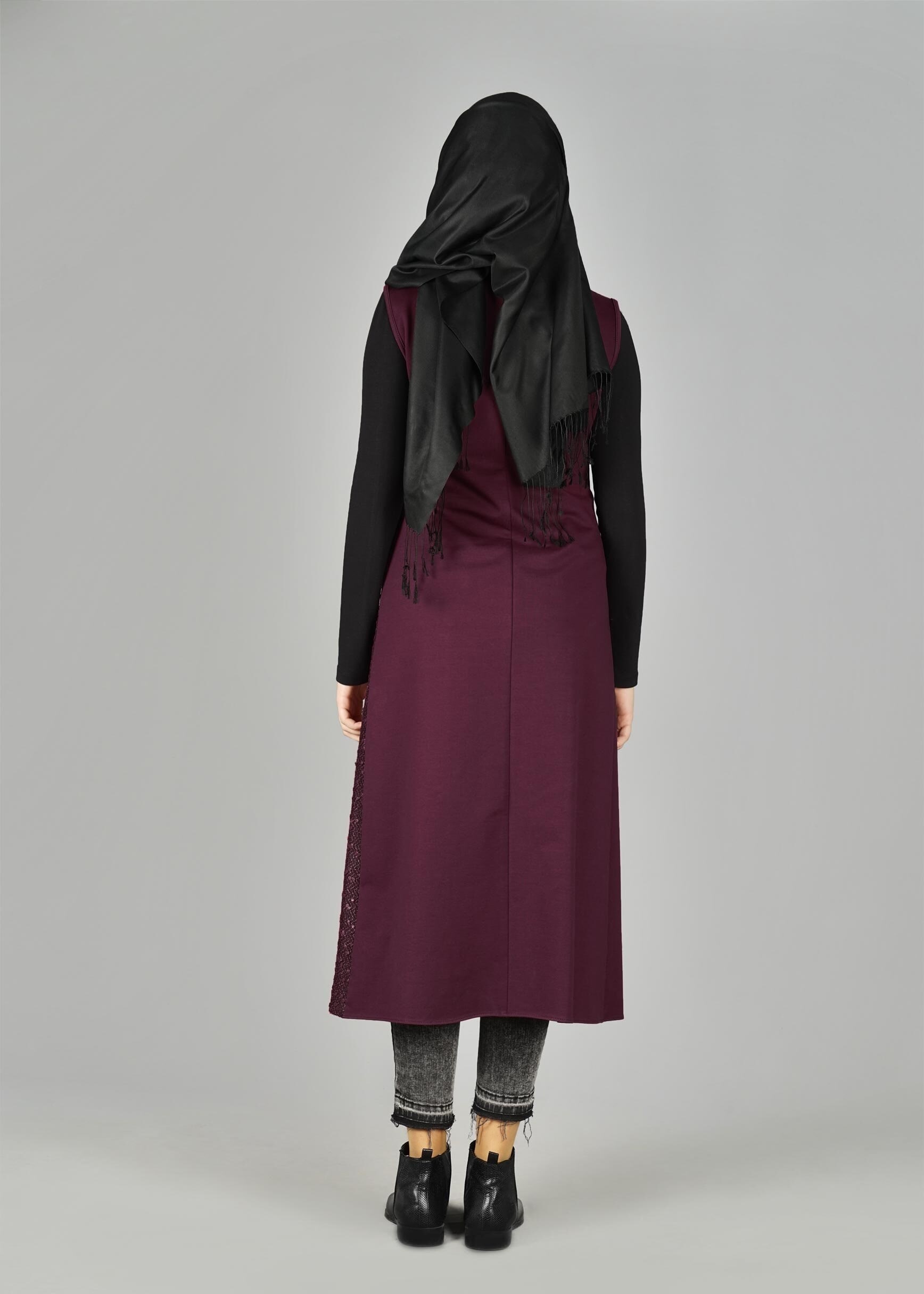 Tesettür giyim MÜRDÜM DESENLİ ASİMETRİK KESİM TUNİK 4978 