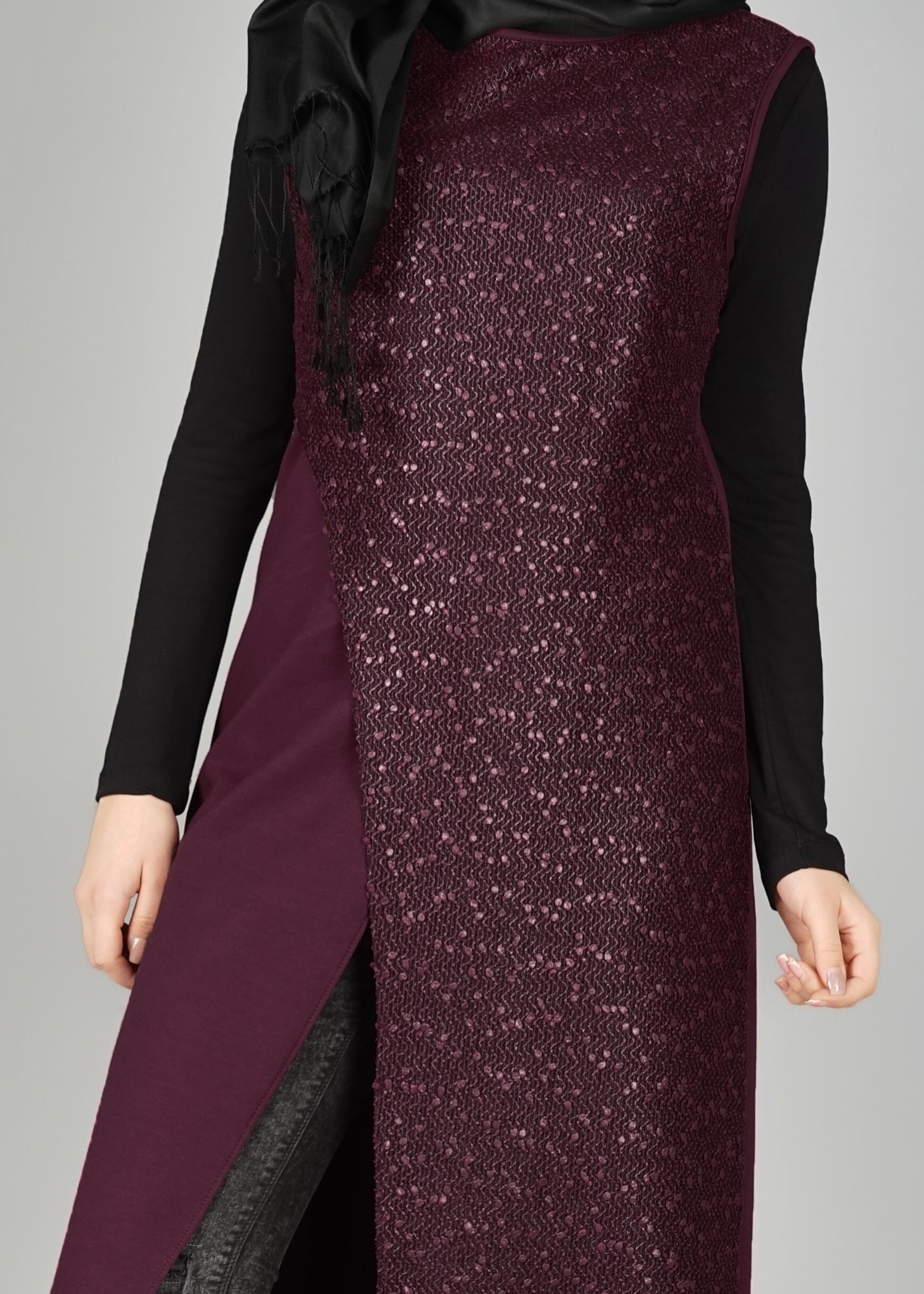 Tesettür giyim MÜRDÜM DESENLİ ASİMETRİK KESİM TUNİK 4978 