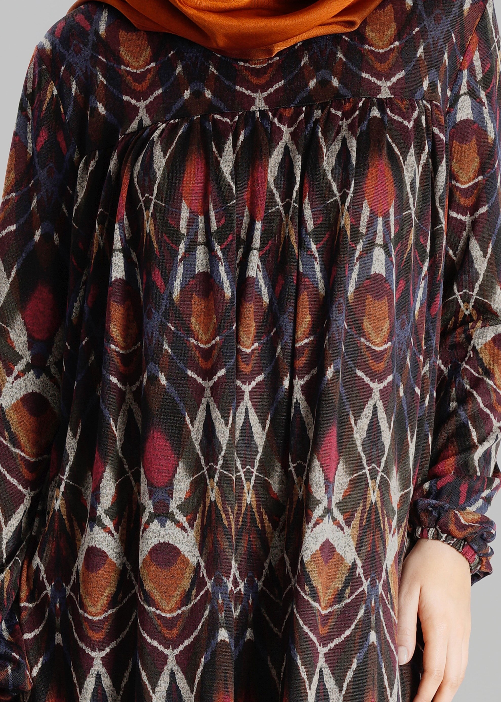 Tesettür giyim TURUNCU DESENLİ TUNİK 4865-1