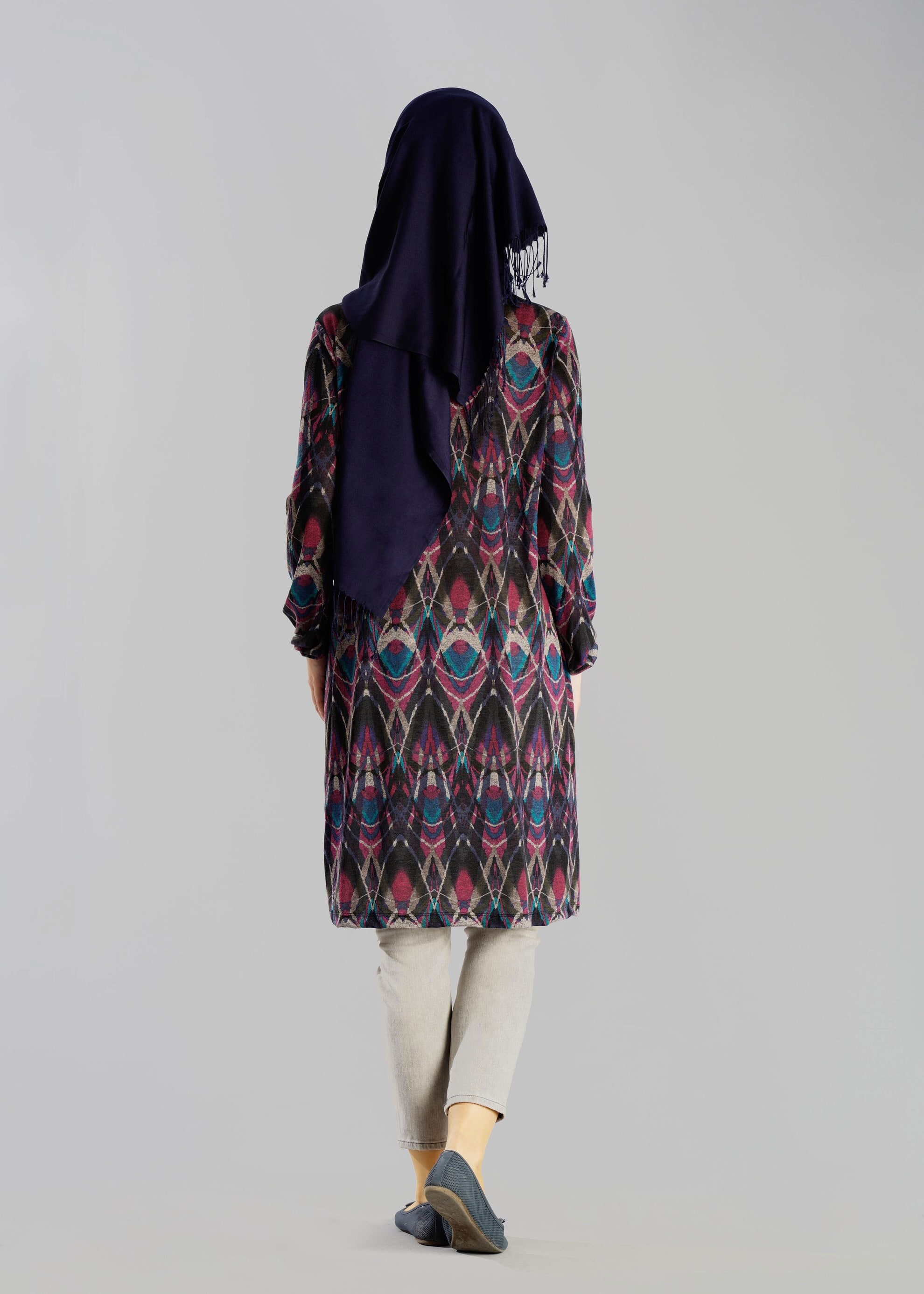 Tesettür giyim LACİVERT DESENLİ TUNİK 4865-1