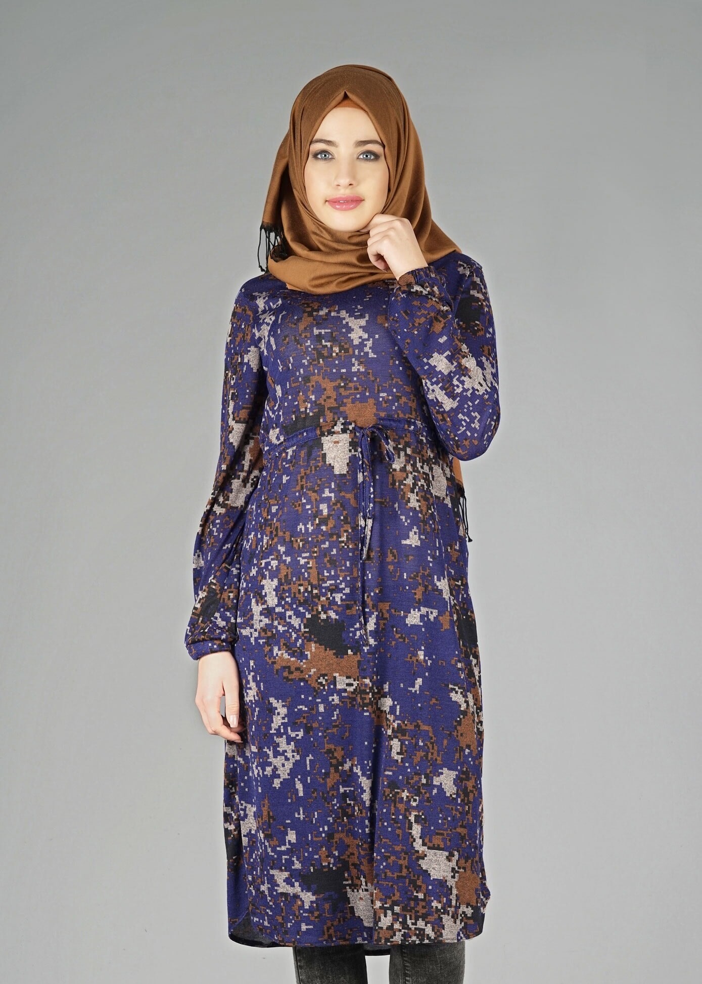 Tesettür giyim LACİVERT DESENLİ TUNİK 4866-1
