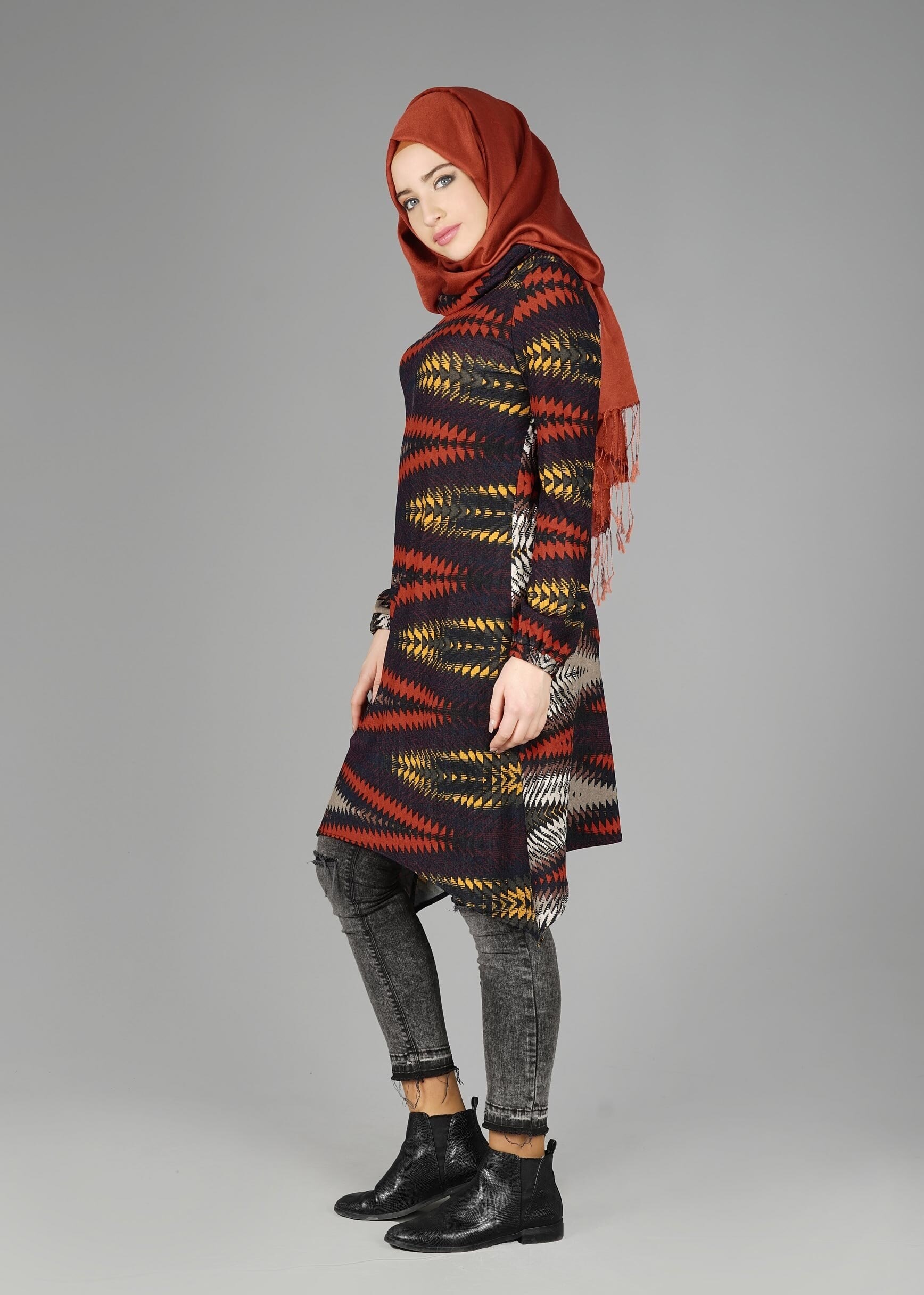 Tesettür giyim TURUNCU 4918-1 TUNİK