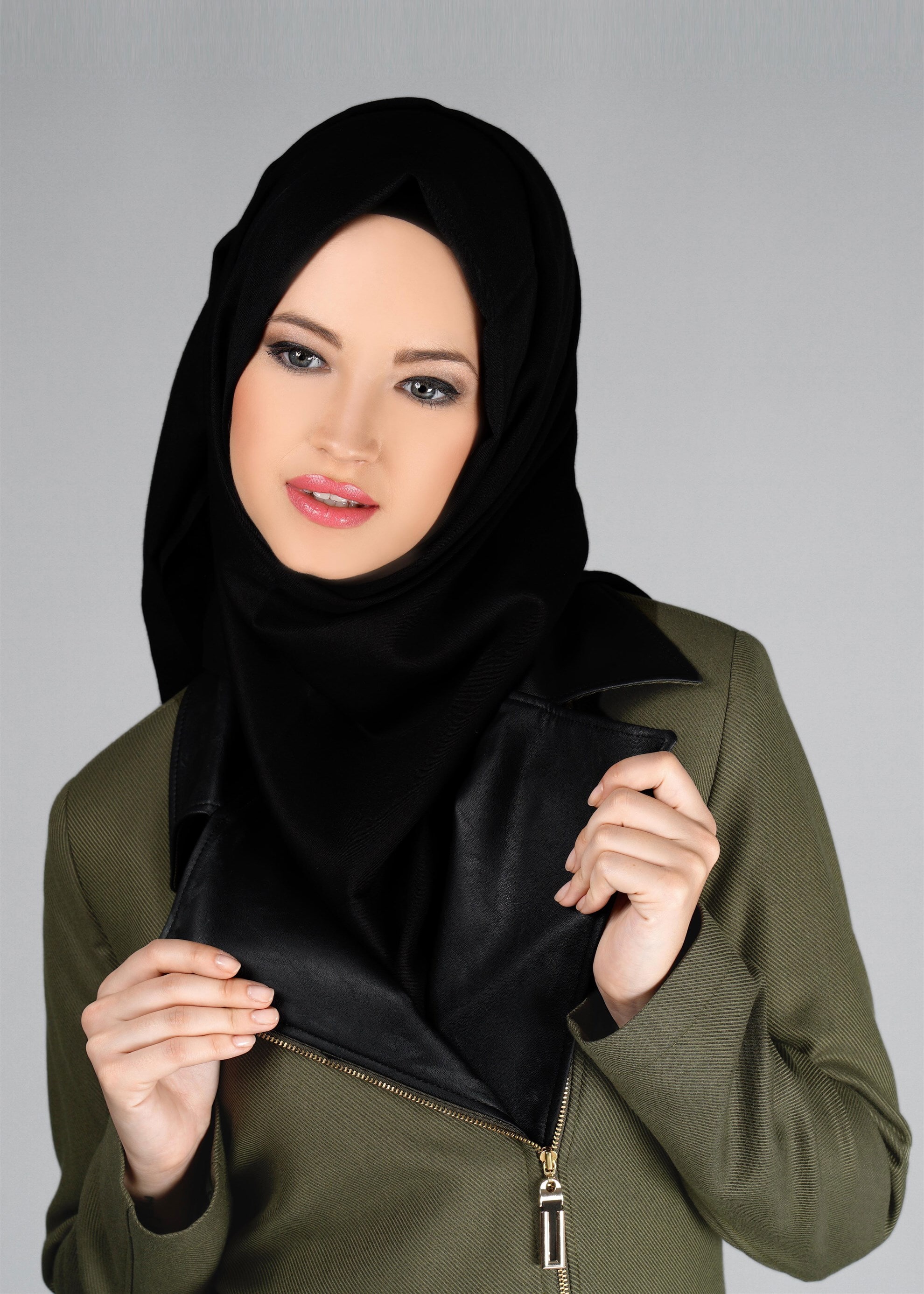 Tesettür giyim HAKİ 1855 Halbert Tesettür Trench 38/46 TEK40